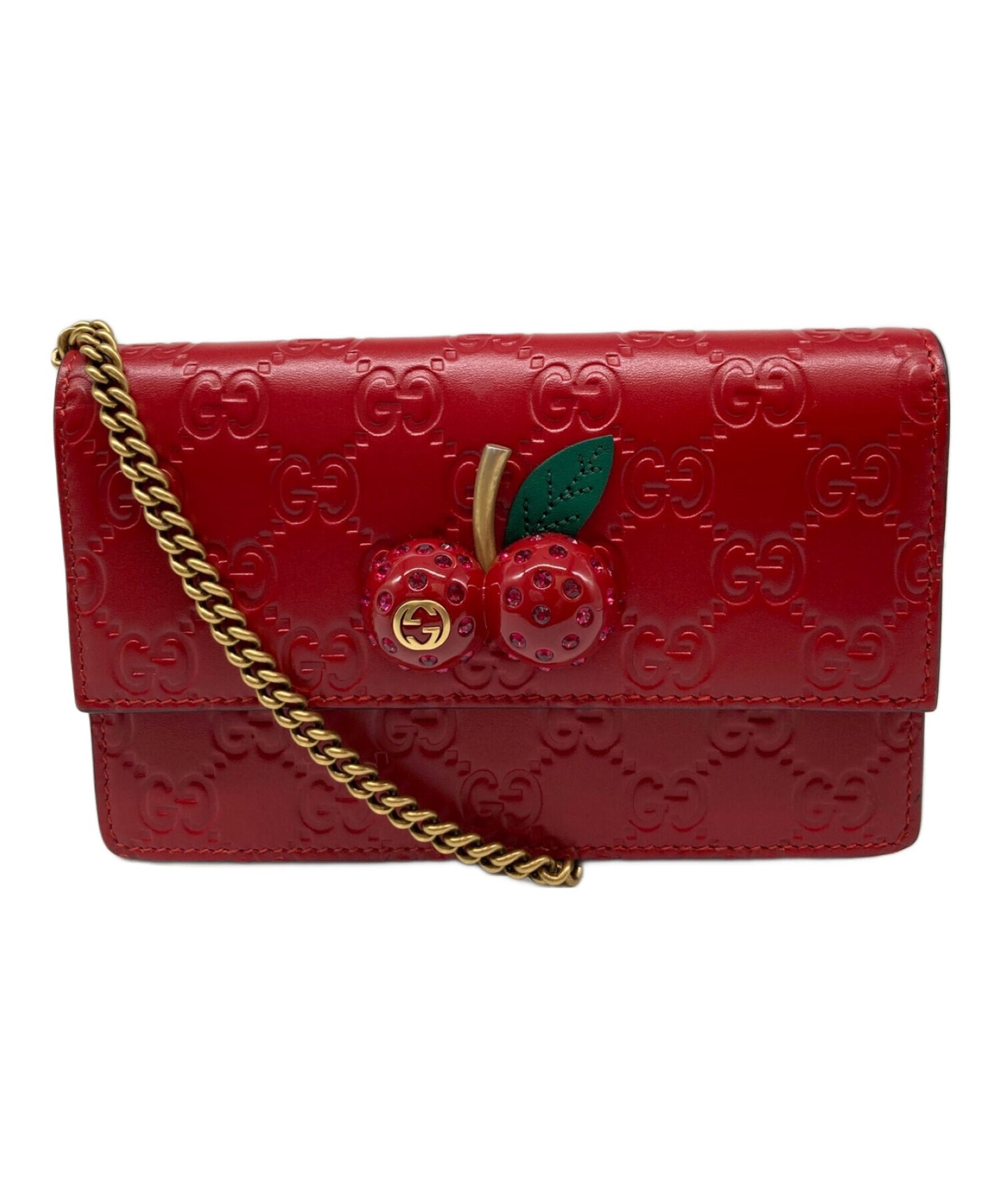 [Pre-owned] GUCCI Guccissima Cherry design shoulder pouch 481291