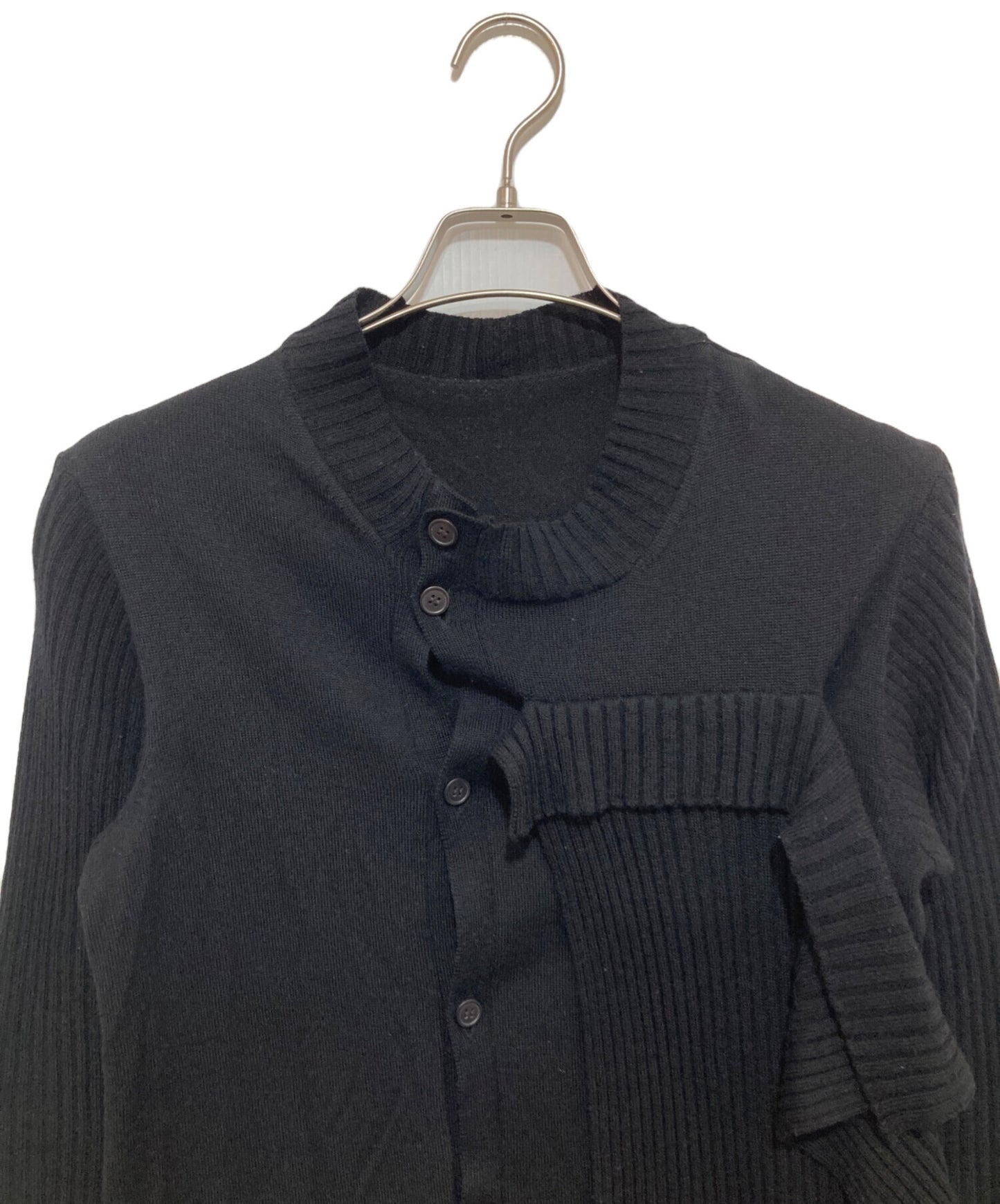 [Pre-owned] YOHJI YAMAMOTO PLAIN RIB FRONT D CLOTH CARDIGAN Ribbed cardigan F0-K32-183 F0-K32-183
