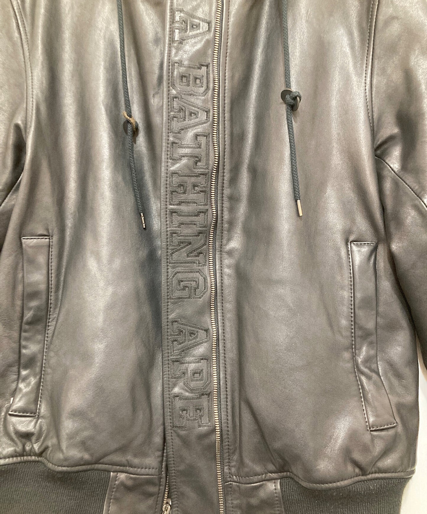 [Pre-owned] A BATHING APE Hooded Leather Jacket 001hj0301006x