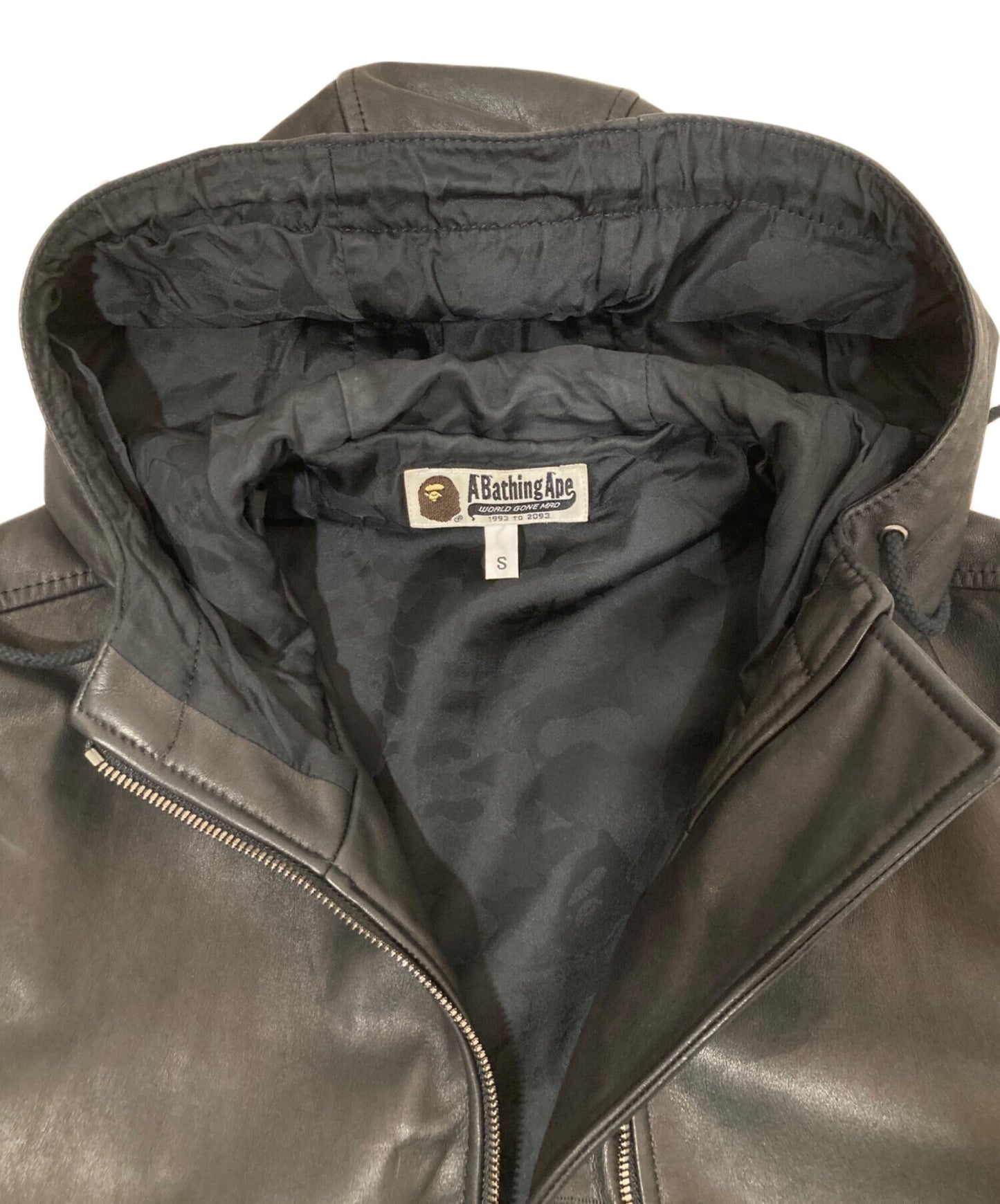 [Pre-owned] A BATHING APE Hooded Leather Jacket 001hj0301006x