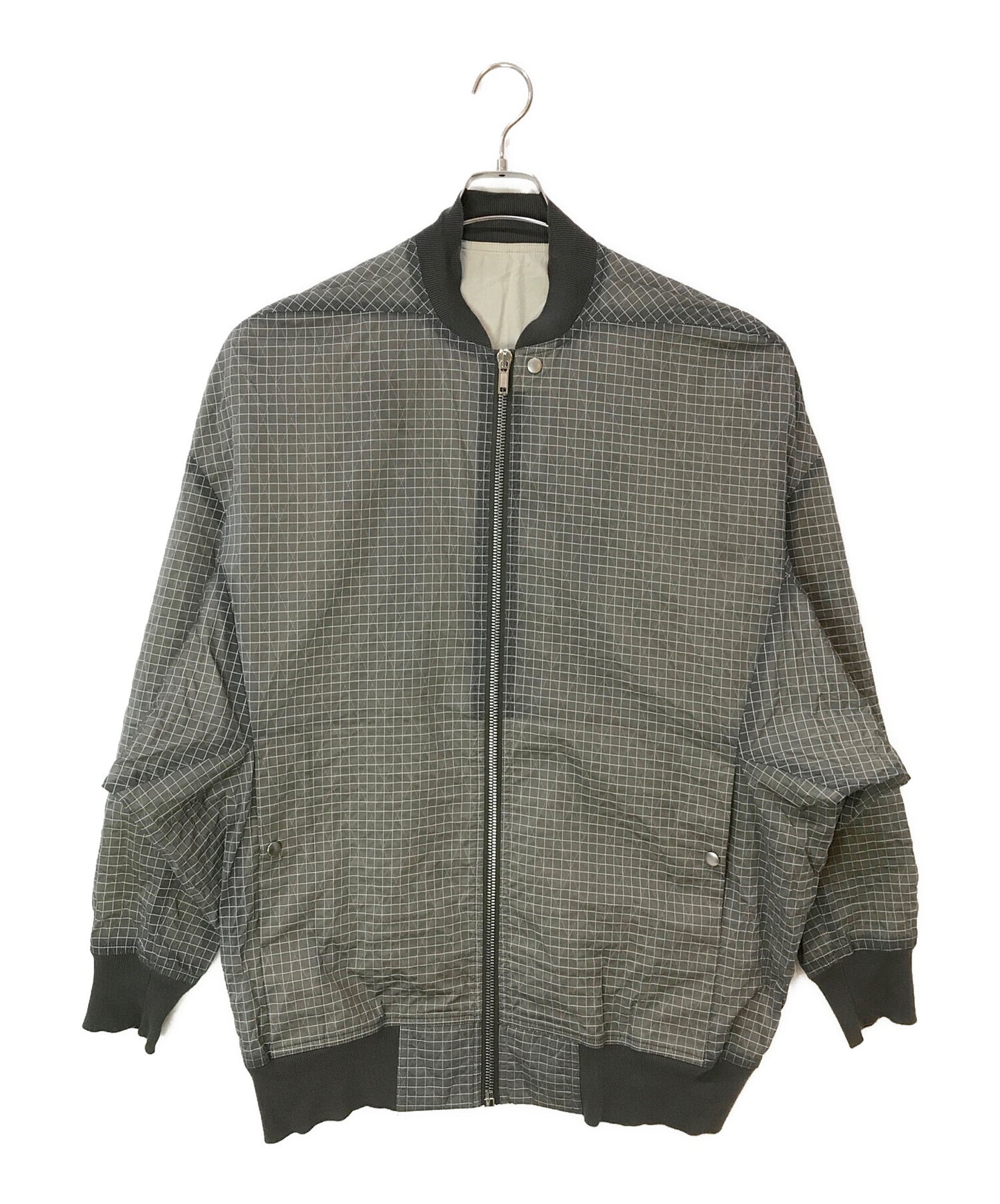 [Pre-owned] RICK OWENS Grid Pattern Bomber Jacket RU01C4795-DR