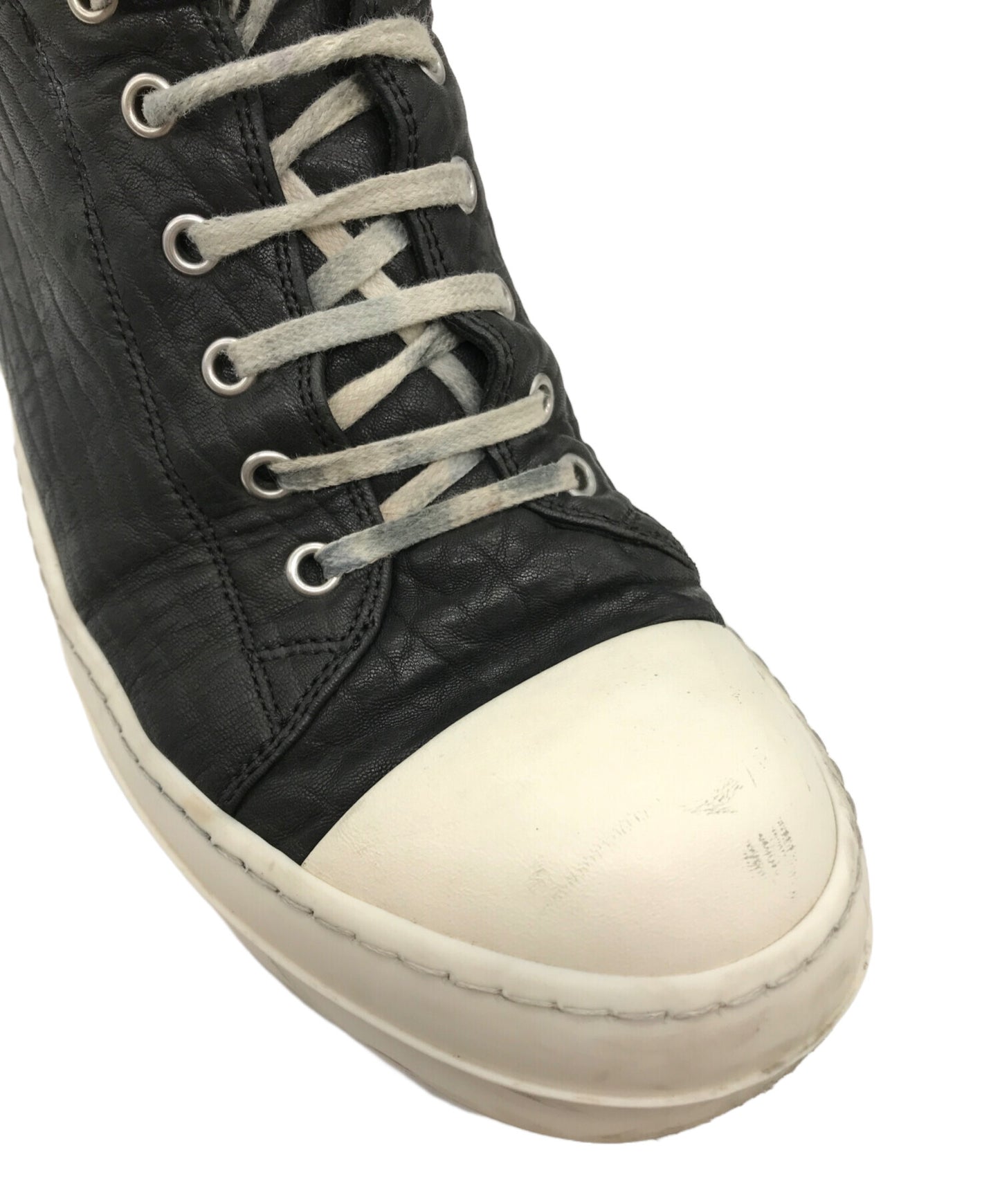 [Pre-owned] RICK OWENS RAMONES LOW Leather Low Cut Sneakers RU02B2891LBB