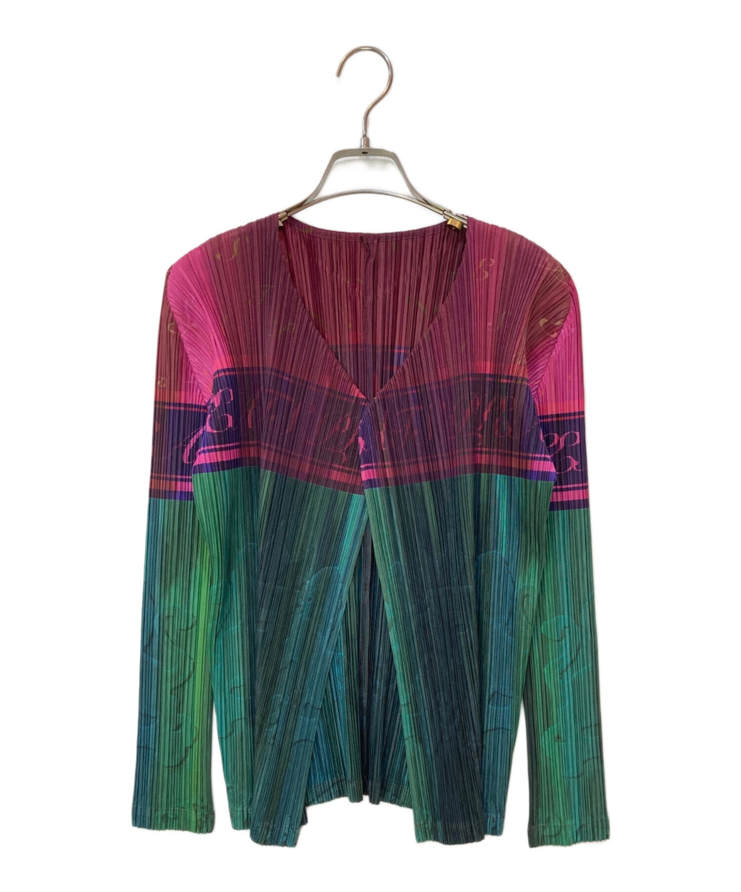 [Pre-owned] PLEATS PLEASE Pleated cardigan with champagne bottle pattern PP83-J0674