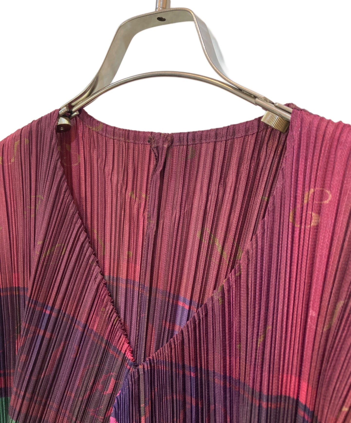 [Pre-owned] PLEATS PLEASE Pleated cardigan with champagne bottle pattern PP83-J0674