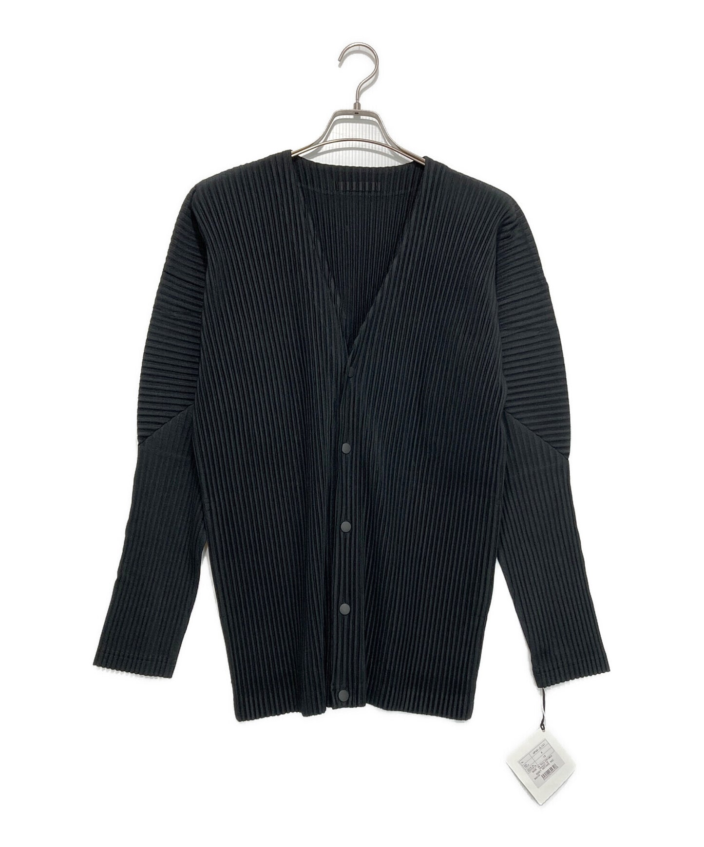 [Pre-owned] HOMME PLISSE ISSEY MIYAKE BASICS V-Neck Long-Sleeved Cardigan/Pleated Snap Cardigan HP46-JL141