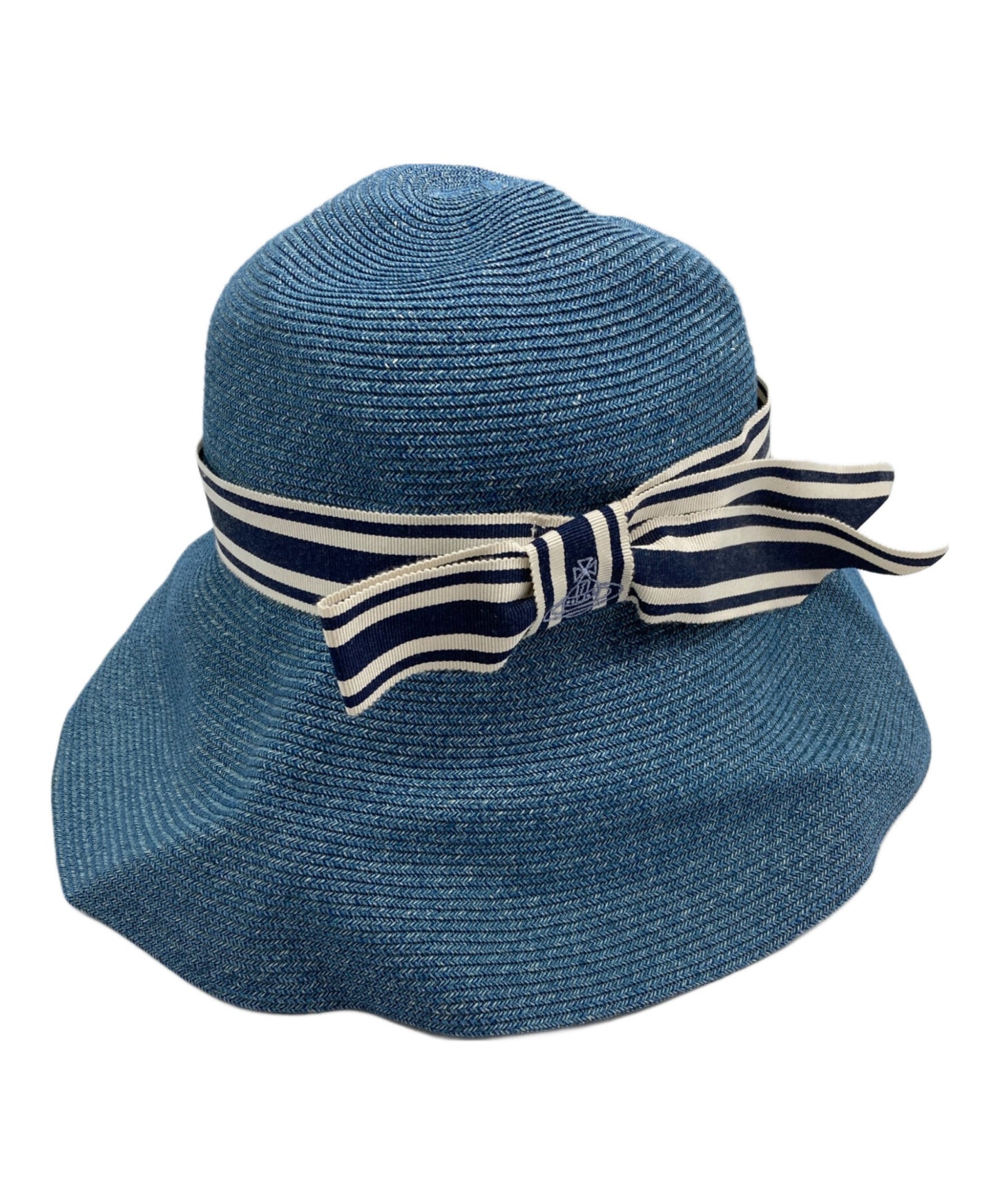 [Pre-owned] Vivienne Westwood Straw hat with orb-embroidered ribbon