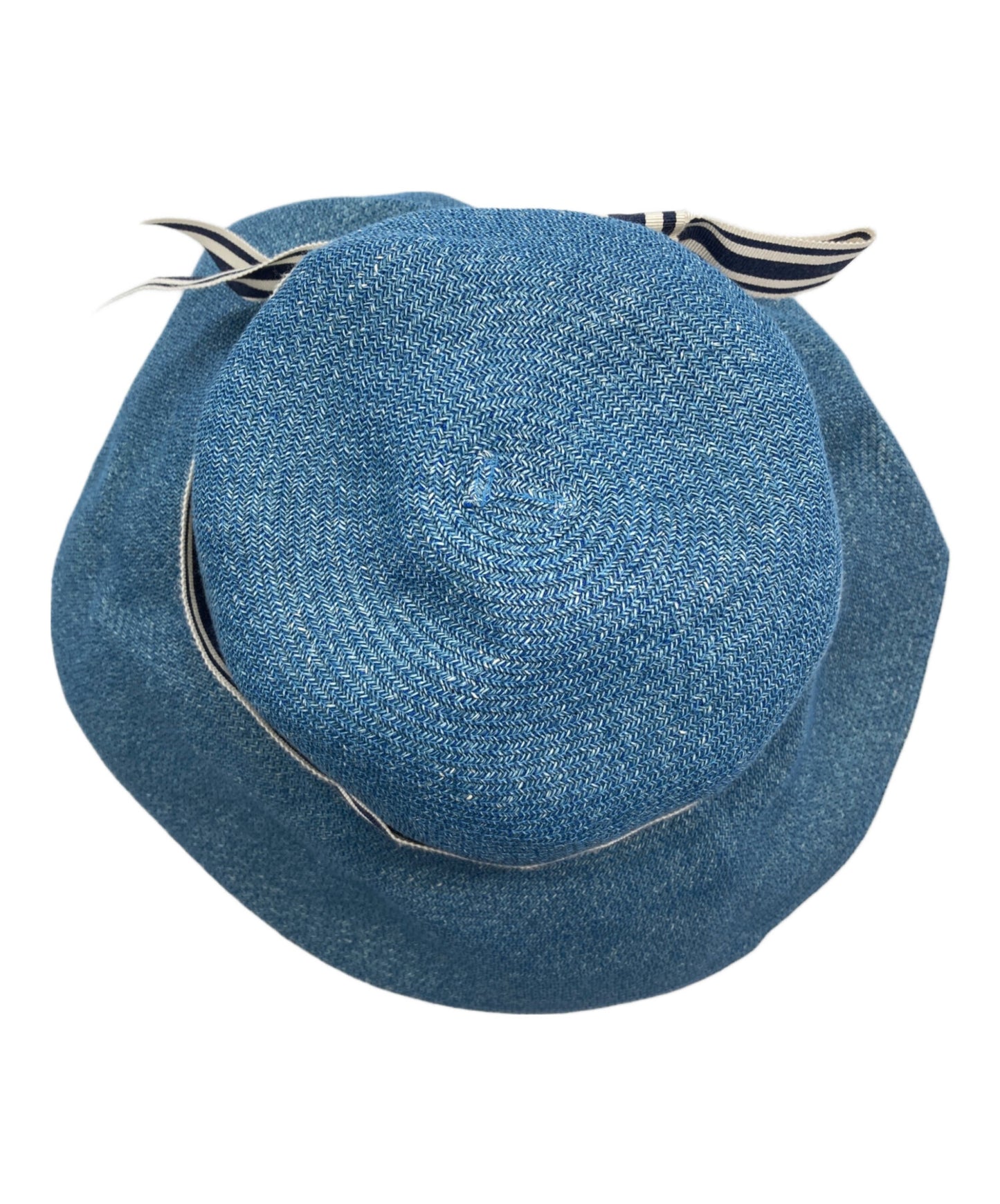 [Pre-owned] Vivienne Westwood Straw hat with orb-embroidered ribbon