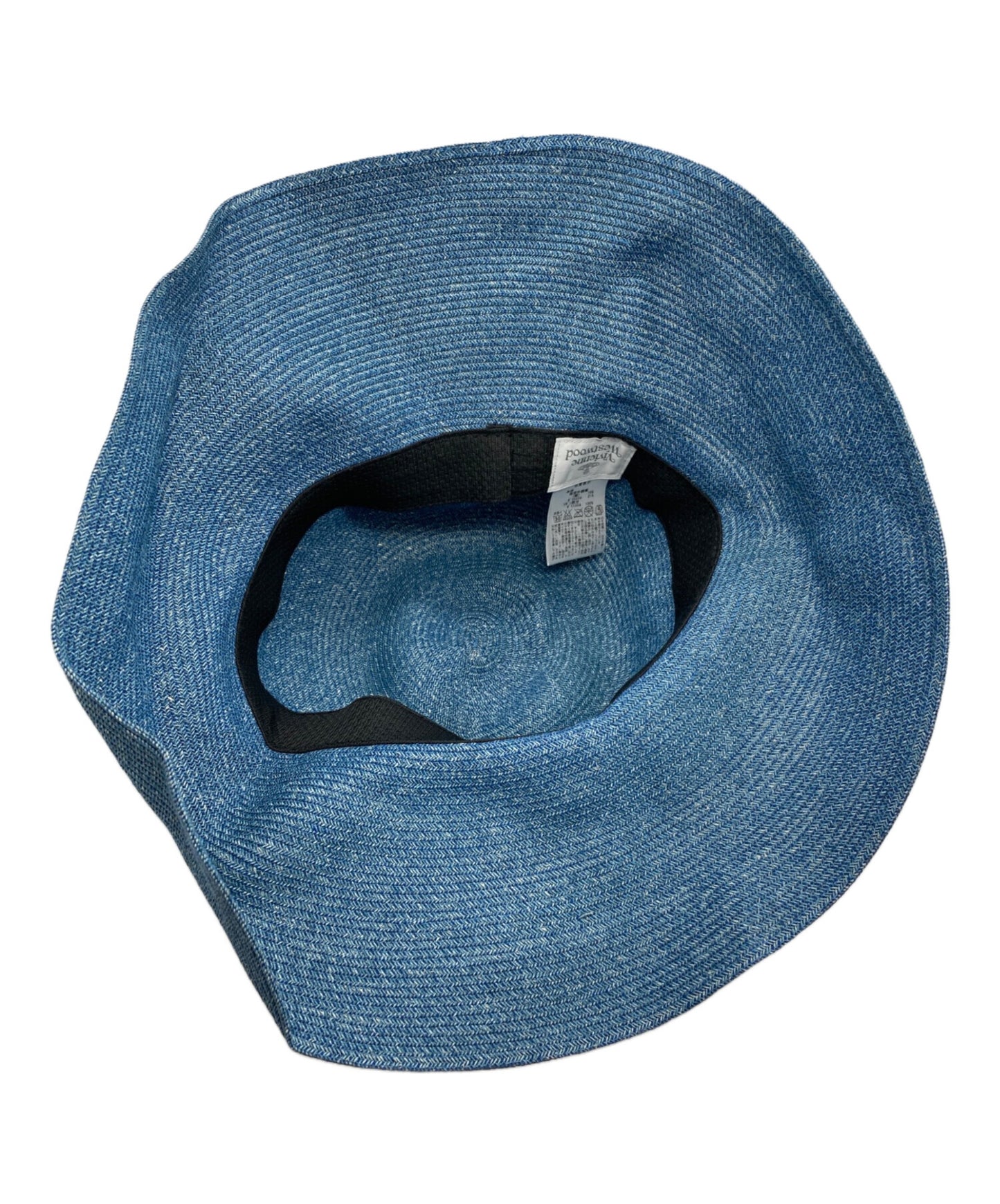 [Pre-owned] Vivienne Westwood Straw hat with orb-embroidered ribbon