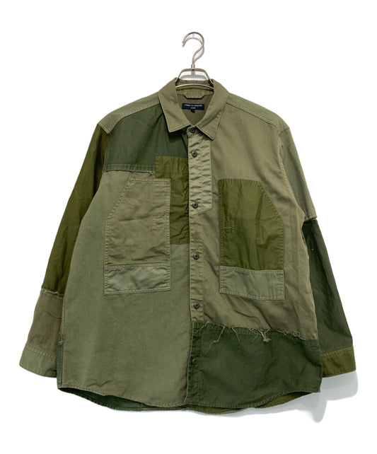 [Pre-owned] COMME des GARCONS HOMME Cotton Katsuragi Multi-Material Mix Product Finish Military Patchwork Long-Sleeved Shirt HJ-B011