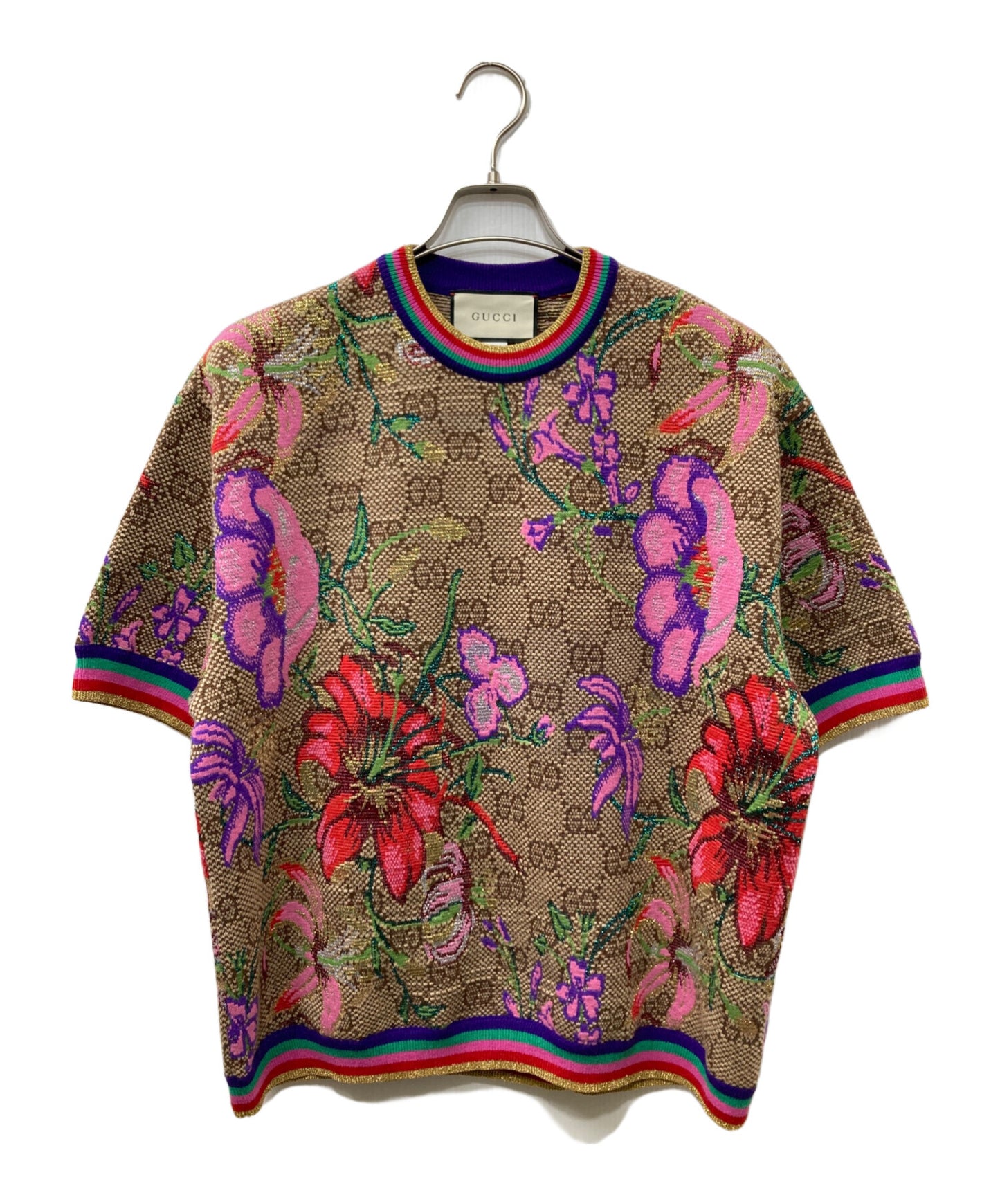 [Pre-owned] GUCCI FLORAL MONOGRAM T-SHIRT Knit T-shirt 606083 XKA7F