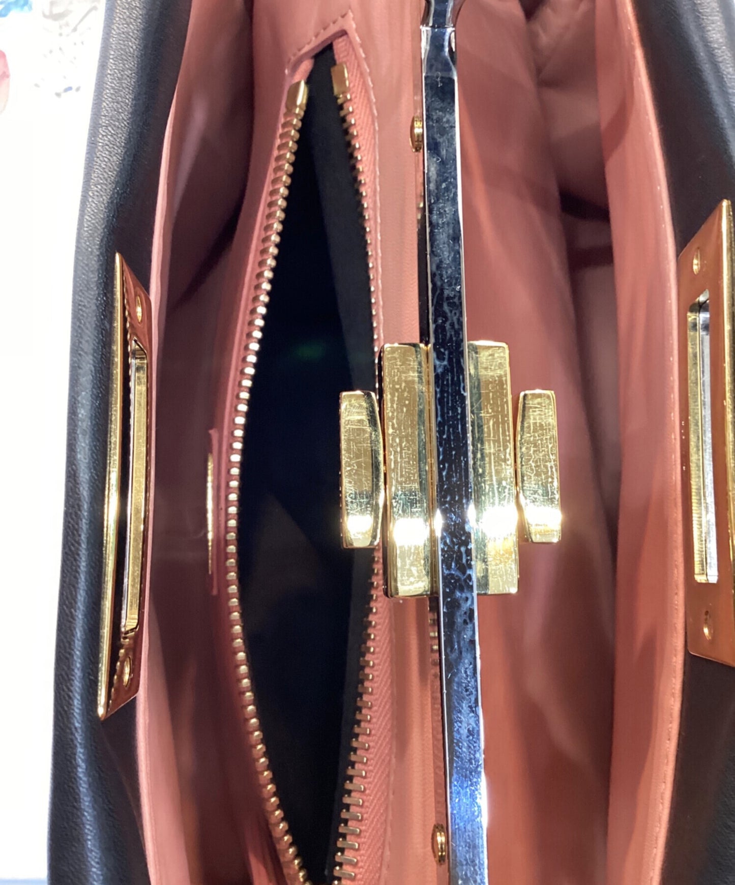 [Pre-owned] FENDI Denim Vitello Dolce Qu Tweet Beade Denim Leather Peekaboo Medium Handbag 8BN226