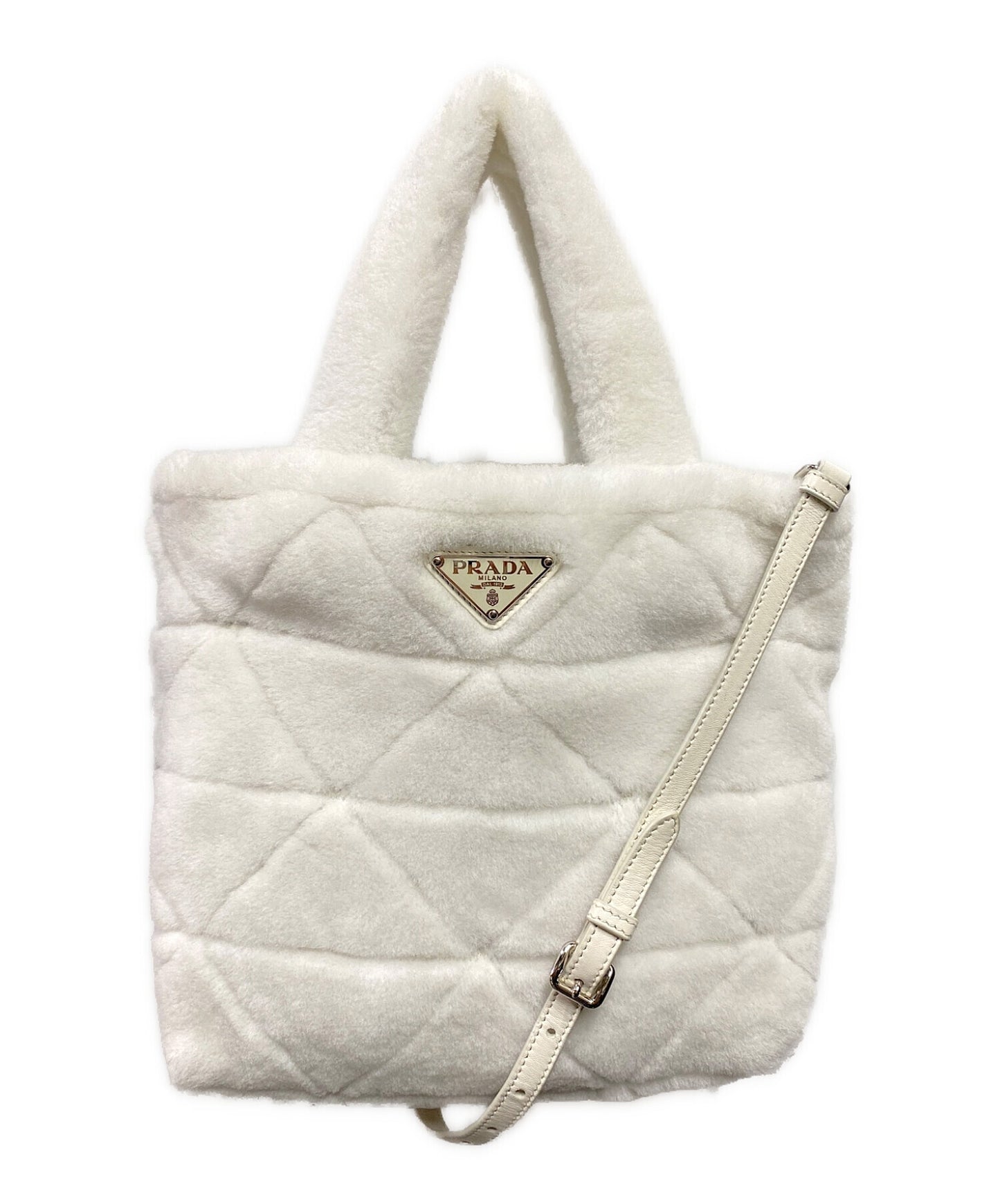 [Pre-owned] PRADA Quilted mouton tote bag with pouch 1BG378