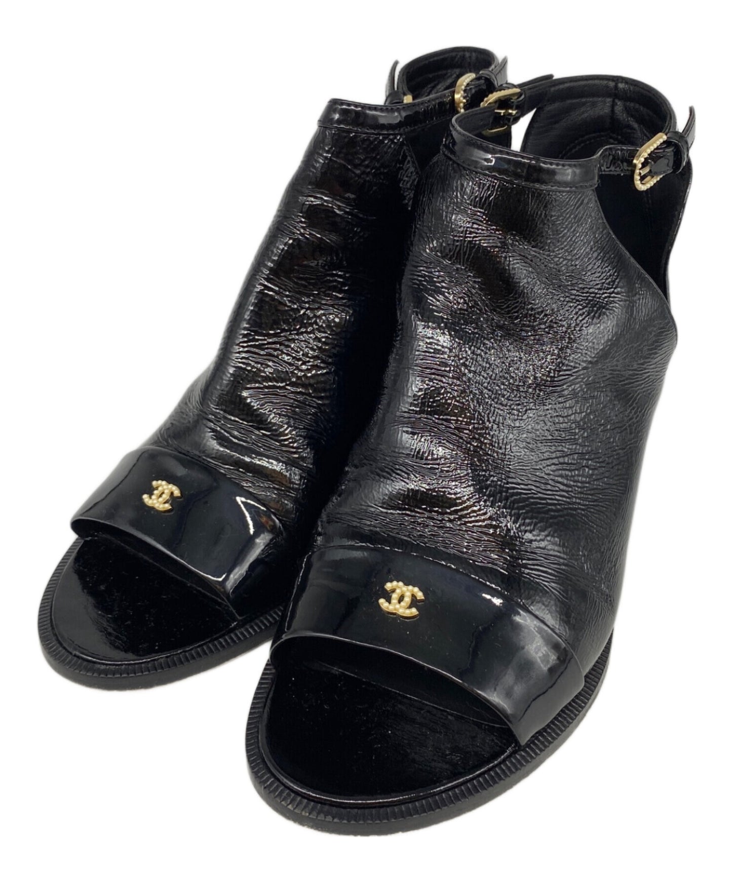 [Pre-owned] CHANEL Patent Leather Open Toe Pumps G31847