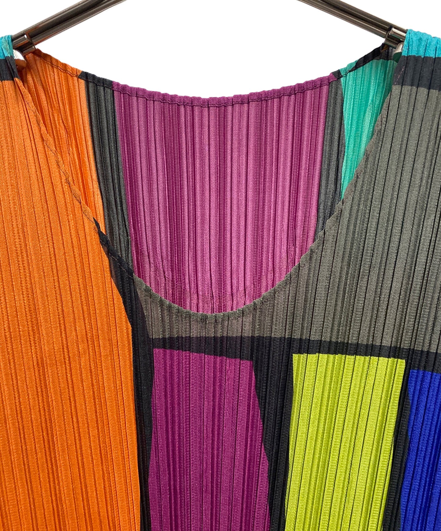 [Pre-owned] PLEATS PLEASE Pleated multicolor sleeveless dress PP61-JT736