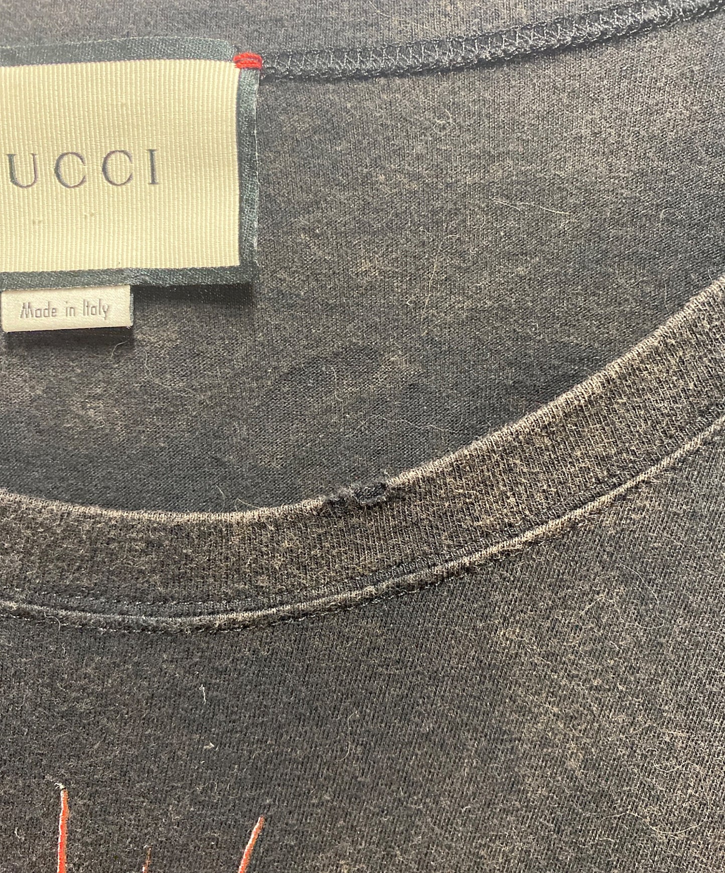 [Pre-owned] GUCCI Vintage Finish Angry Cat T-Shirt 442670 X5U16