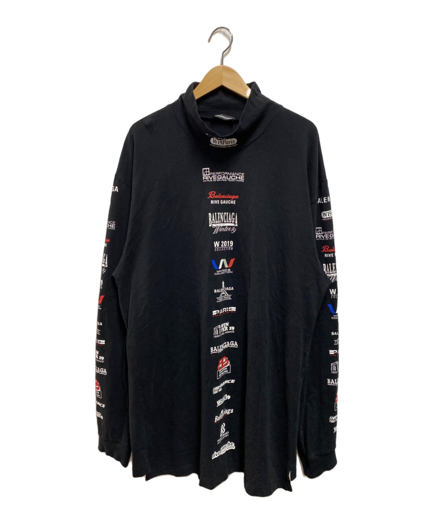 [Pre-owned] BALENCIAGA MULTI LOGO HI-NECK OVERSIZED LS TEE 594582 TGV79
