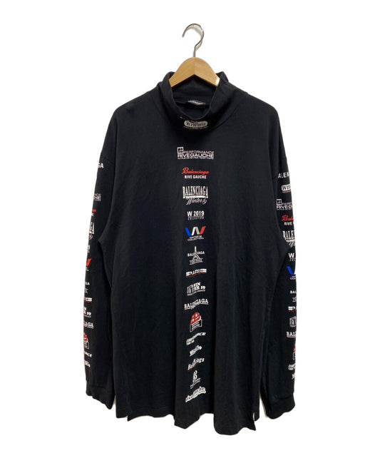 [Pre-owned] BALENCIAGA MULTI LOGO HI-NECK OVERSIZED LS TEE 594582 TGV79