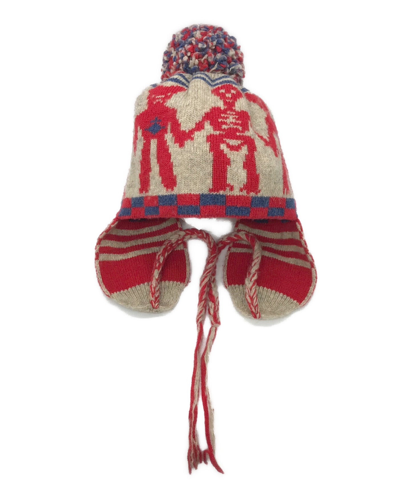 [Pre-owned] Vivienne Westwood Pom-Pom Knit Skull Cap with Earpiece