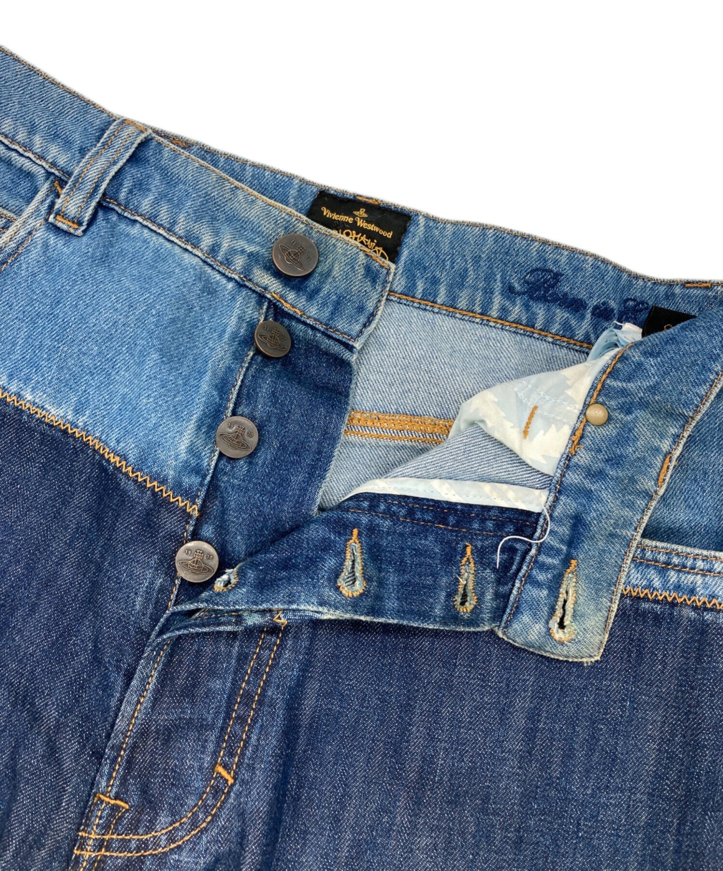 [Pre-owned] Vivienne Westwood ANGLOMANIA Squiggle Pattern Roll-up Denim Pants