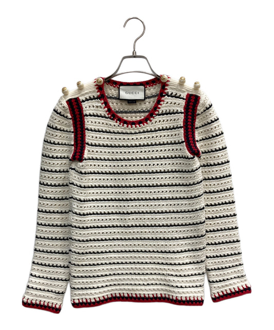 [Pre-owned] GUCCI Faux pearl knit top 434203-X7448