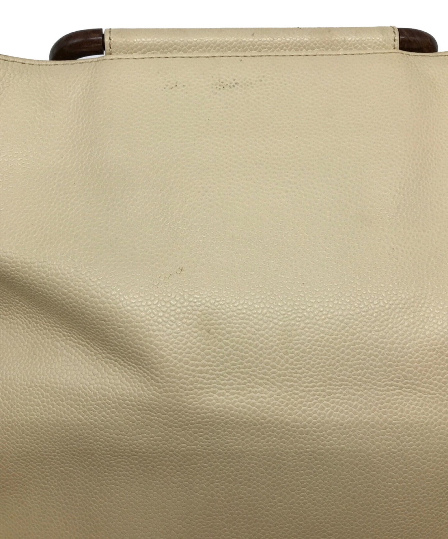 [Pre-owned] CHANEL Wood handle coco mark leather handbag with boutique seal