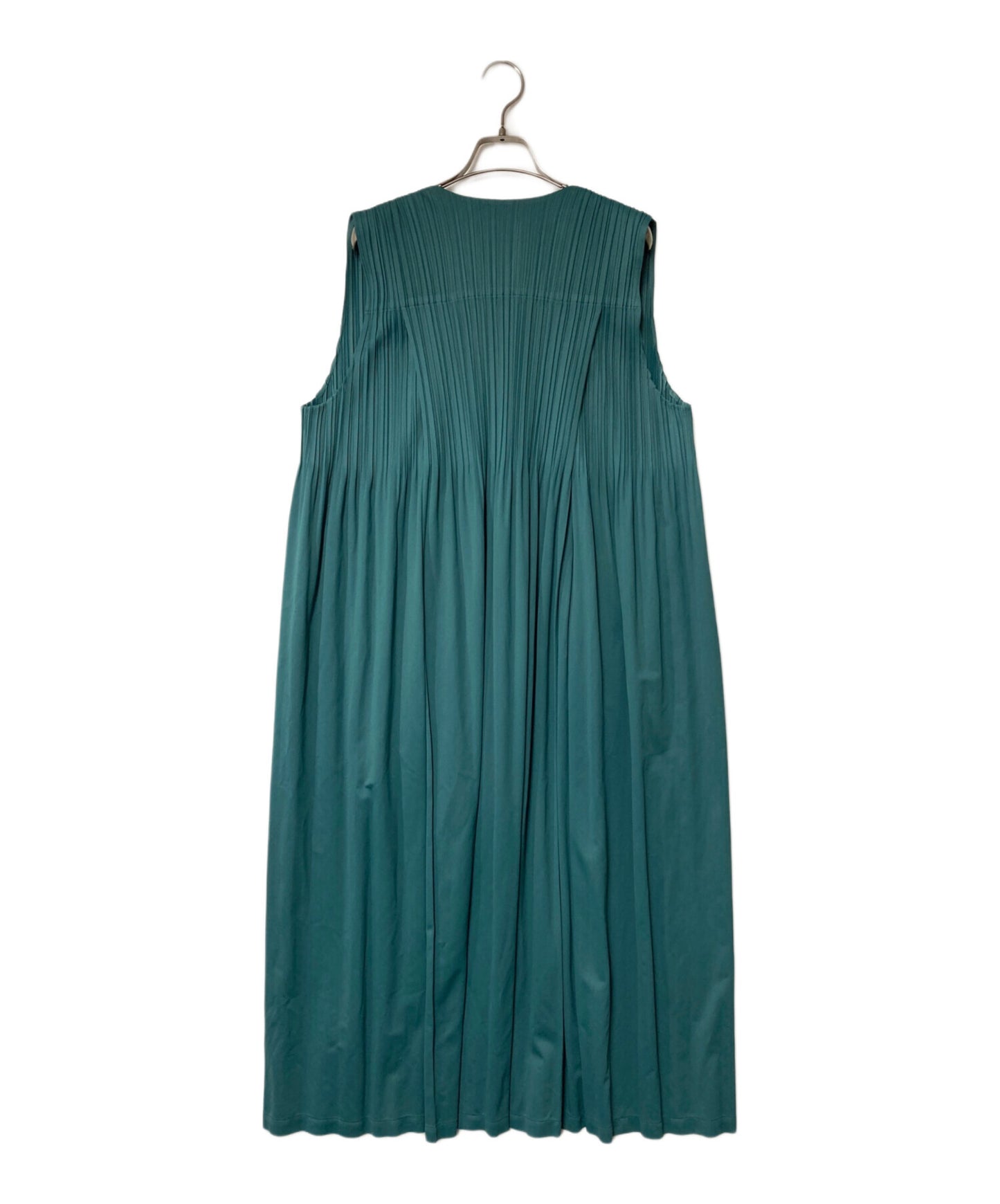 [Pre-owned] PLEATS PLEASE Pleated flared V-neck sleeveless dress PLEATS PLEASE PLEATS PLEASE PP73-JE503 green PP73-JE503