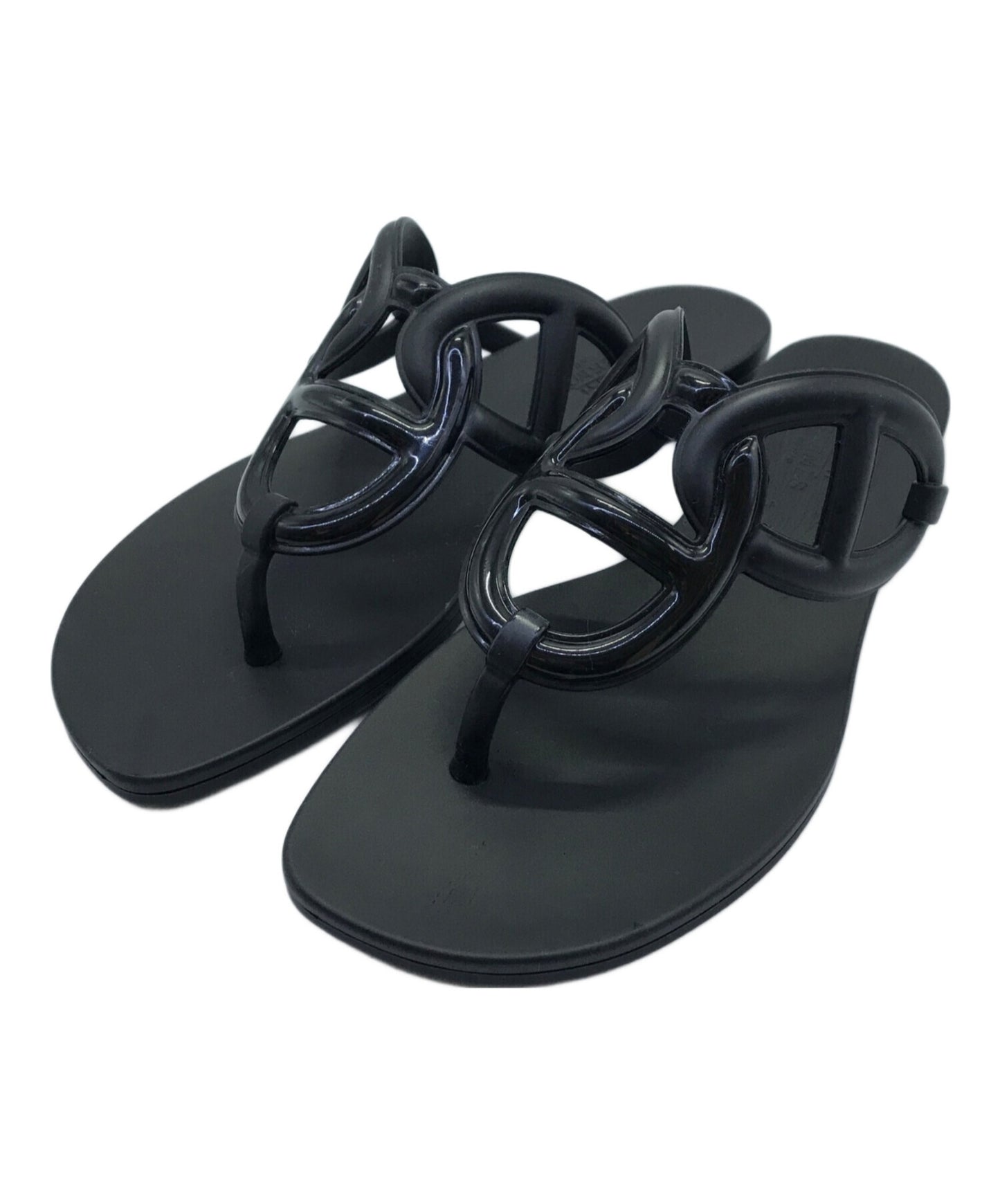 [Pre-owned] HERMES Rubber sandals HERMES Hermes Egeri Black