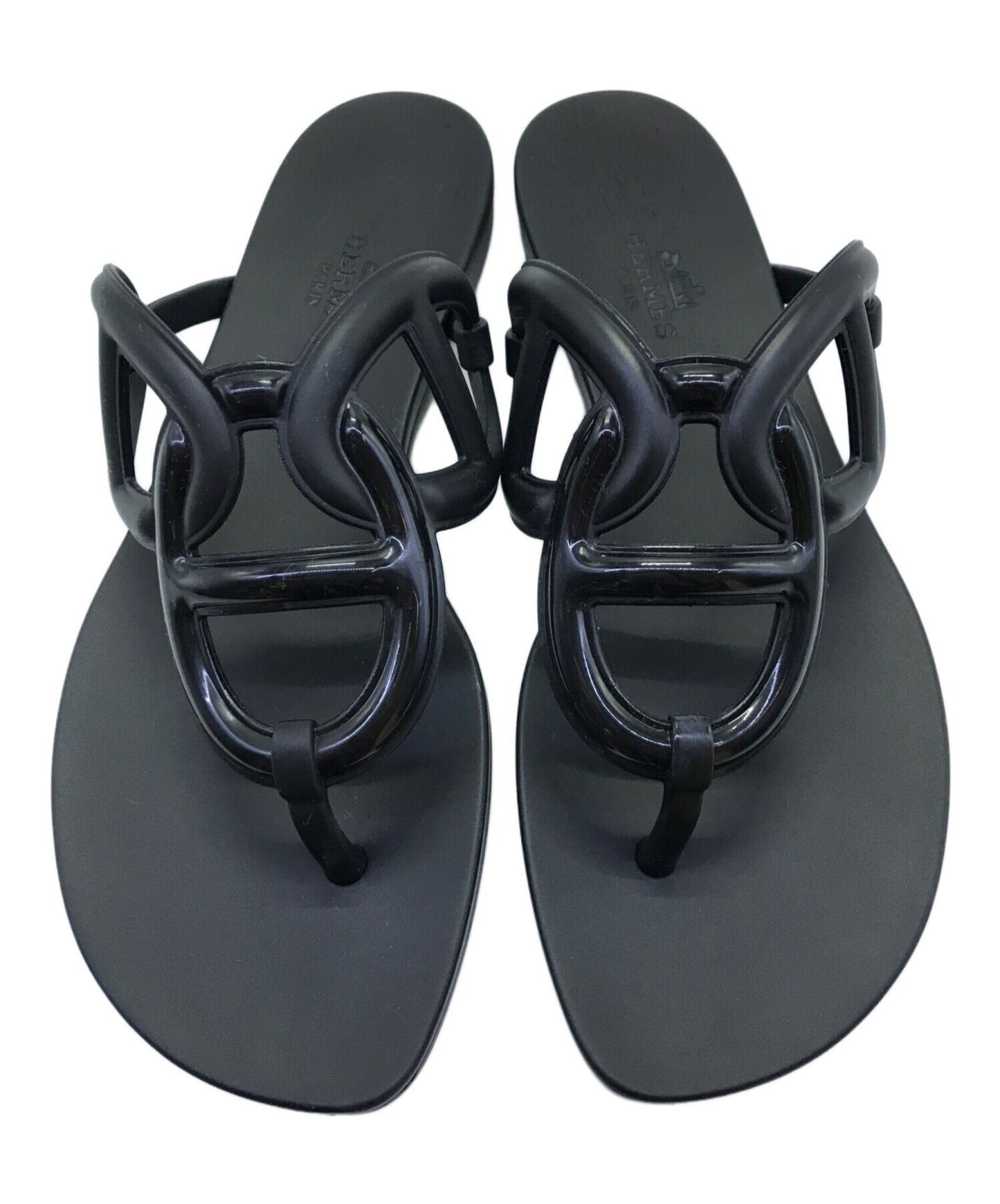 [Pre-owned] HERMES Rubber sandals HERMES Hermes Egeri Black