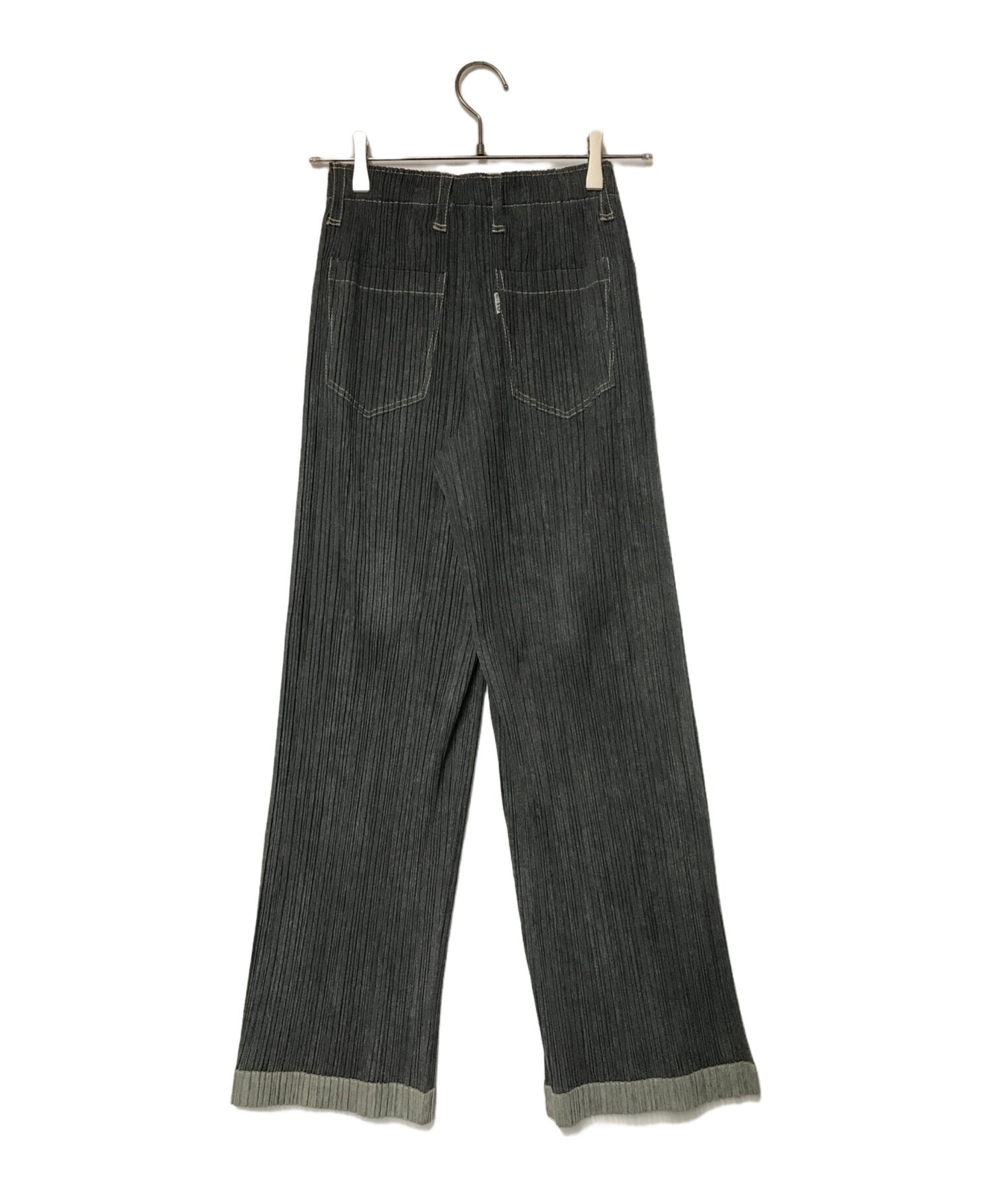 [Pre-owned] PLEATS PLEASE Denim Pleated Pants / PP71-JF623 / Stitching / Belt Loops / Front Button / Hem Switching / Made in Japan PP71-JF623