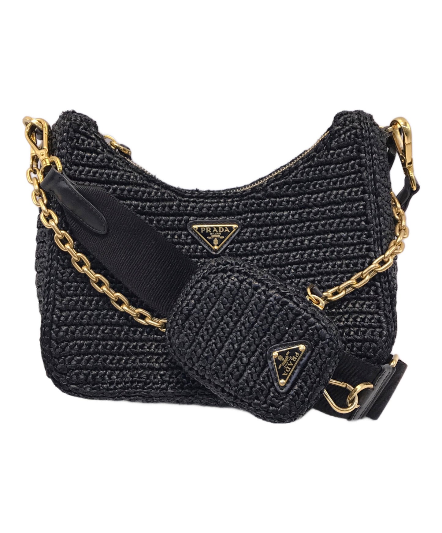 [Pre-owned] PRADA Re-Edition 2005 Raffia Chain Shoulder Bag Handbag PRADA Prada 1BH204 1BH204