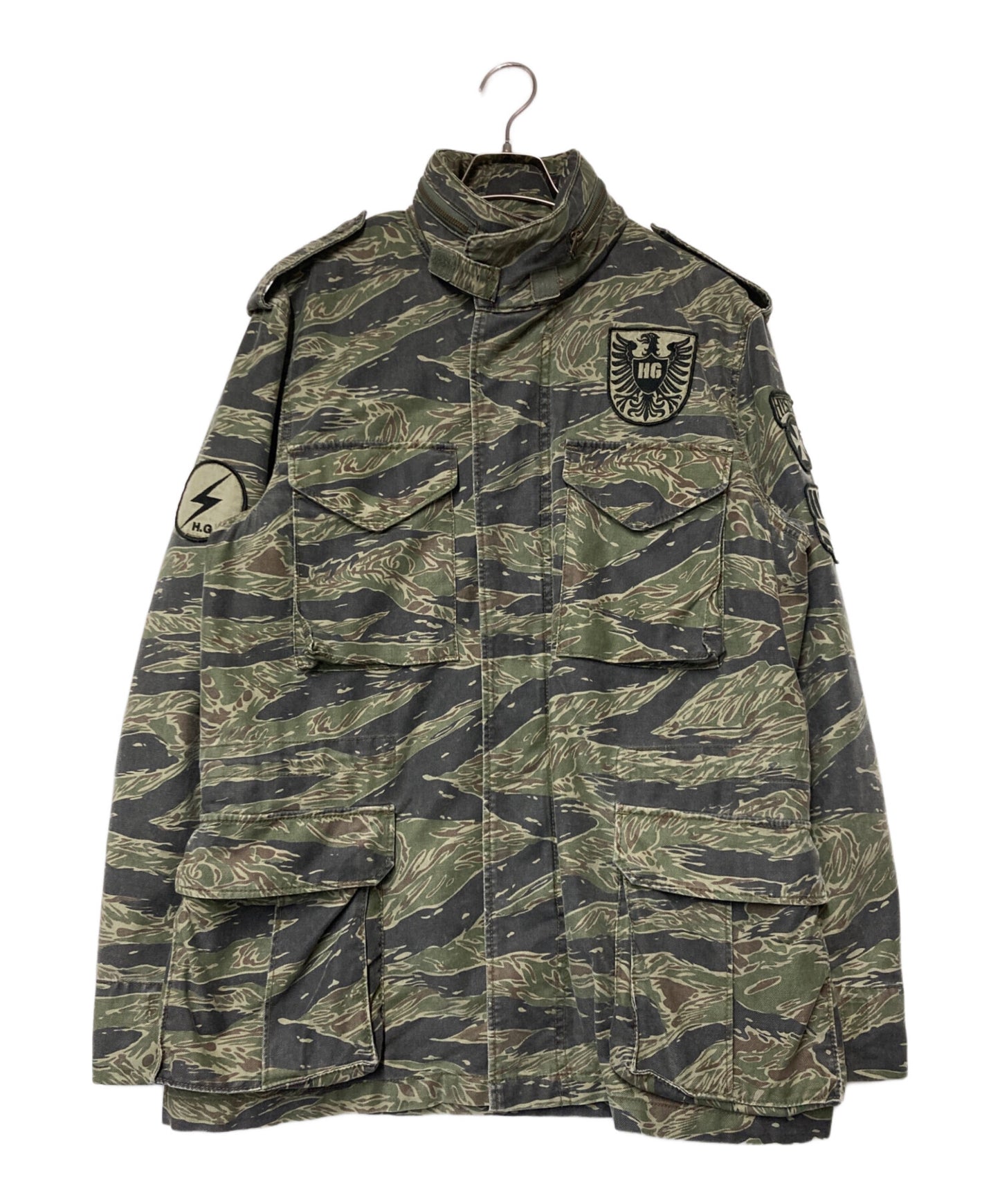 [Pre-owned] Hysteric Glamour Tiger camo military jacket with liner Hysteric Glamour Hysteric Glamour Olive 4AB-1012 with patch hood 4AB-1012
