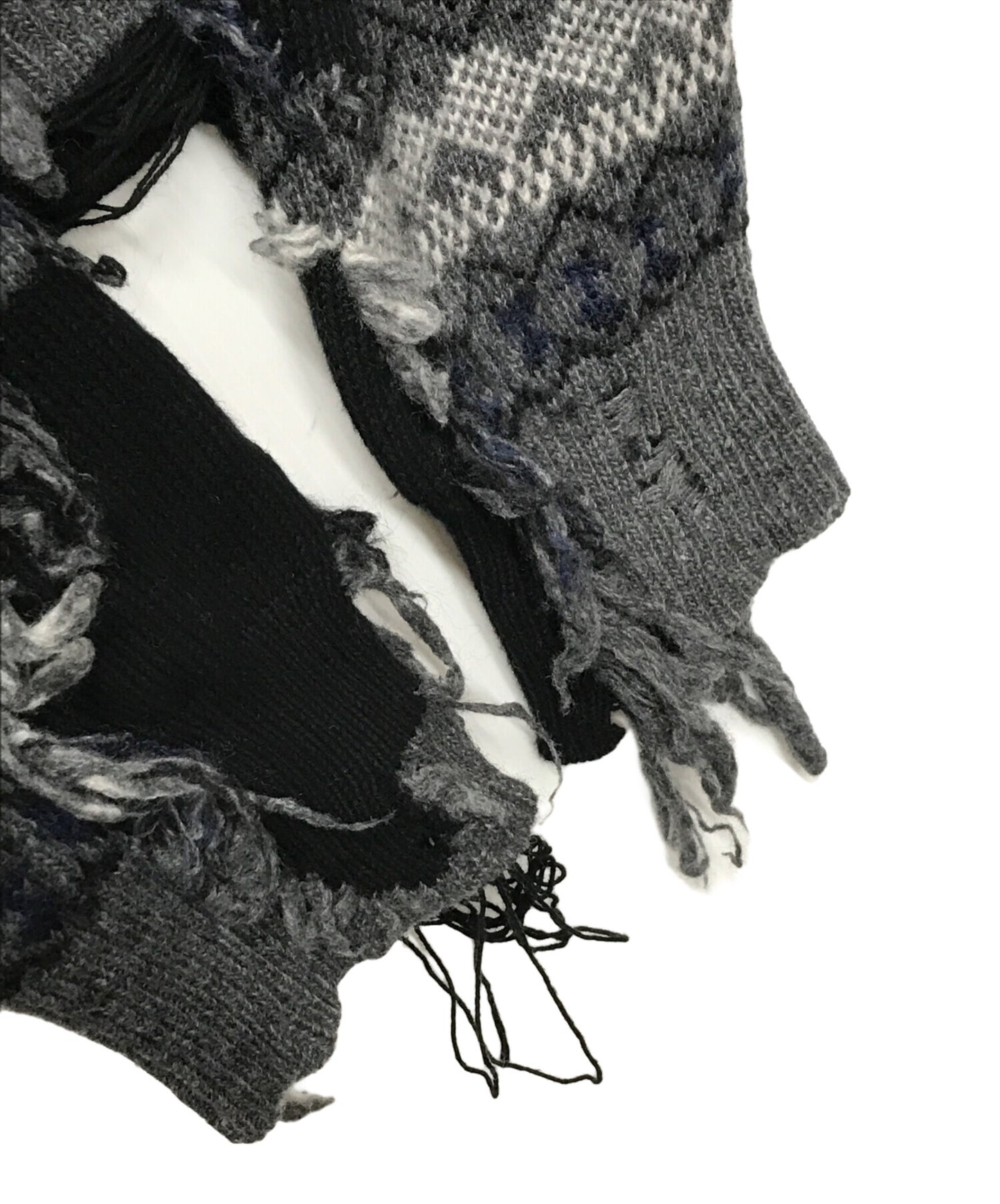 [Pre-owned] BALENCIAGA Destroy Damage Knit Grey x Black Grey x Black JP57 2021 00115 663872 T1609 Logo Embroidery UNIFIT 663872 T1609