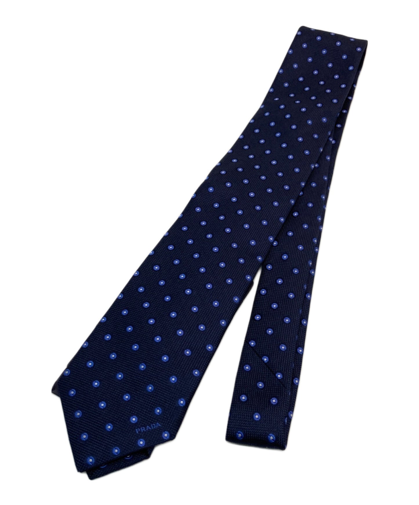 [Pre-owned] PRADA Silk Tie, Polka Dot Pattern, Made in Italy UCR77 S141