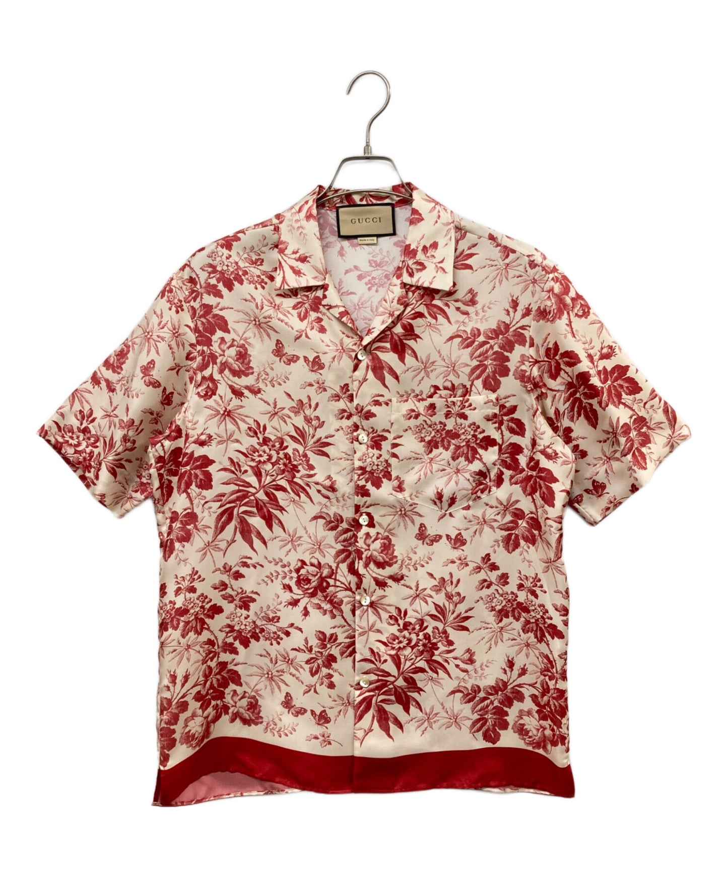 [Pre-owned] GUCCI Botanical open collar silk shirt 705594 Z665B