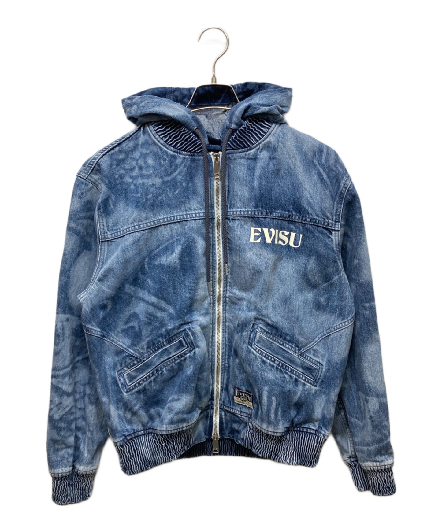 [Pre-owned] EVISU Fisherman's Buddha Head Laser Printed Loose Fit Hooded Denim Jacket 2ESHTM5DJ1034LFDN