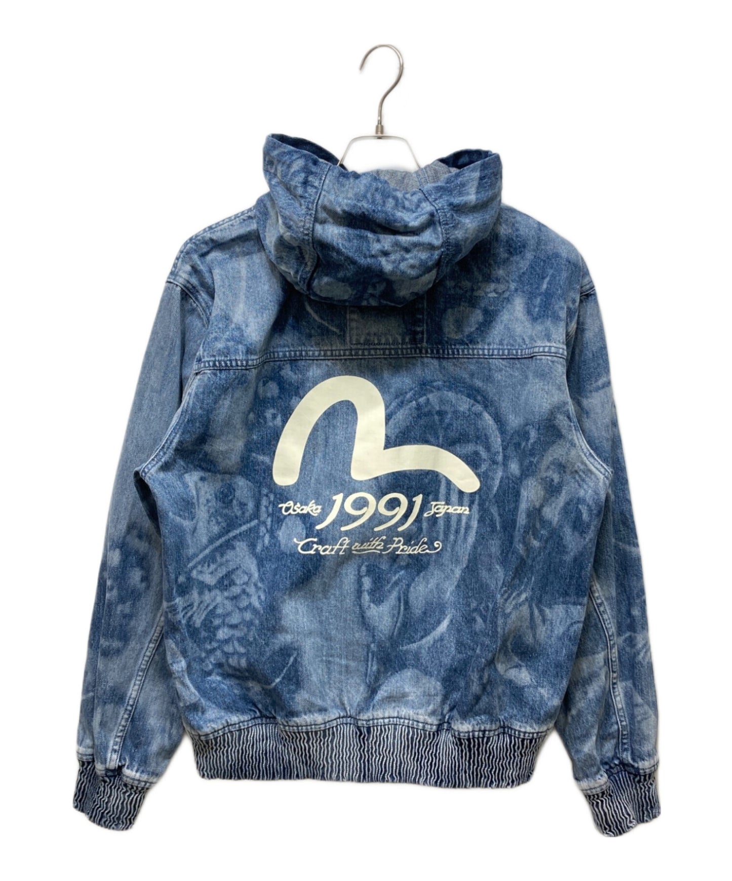 [Pre-owned] EVISU Fisherman's Buddha Head Laser Printed Loose Fit Hooded Denim Jacket 2ESHTM5DJ1034LFDN