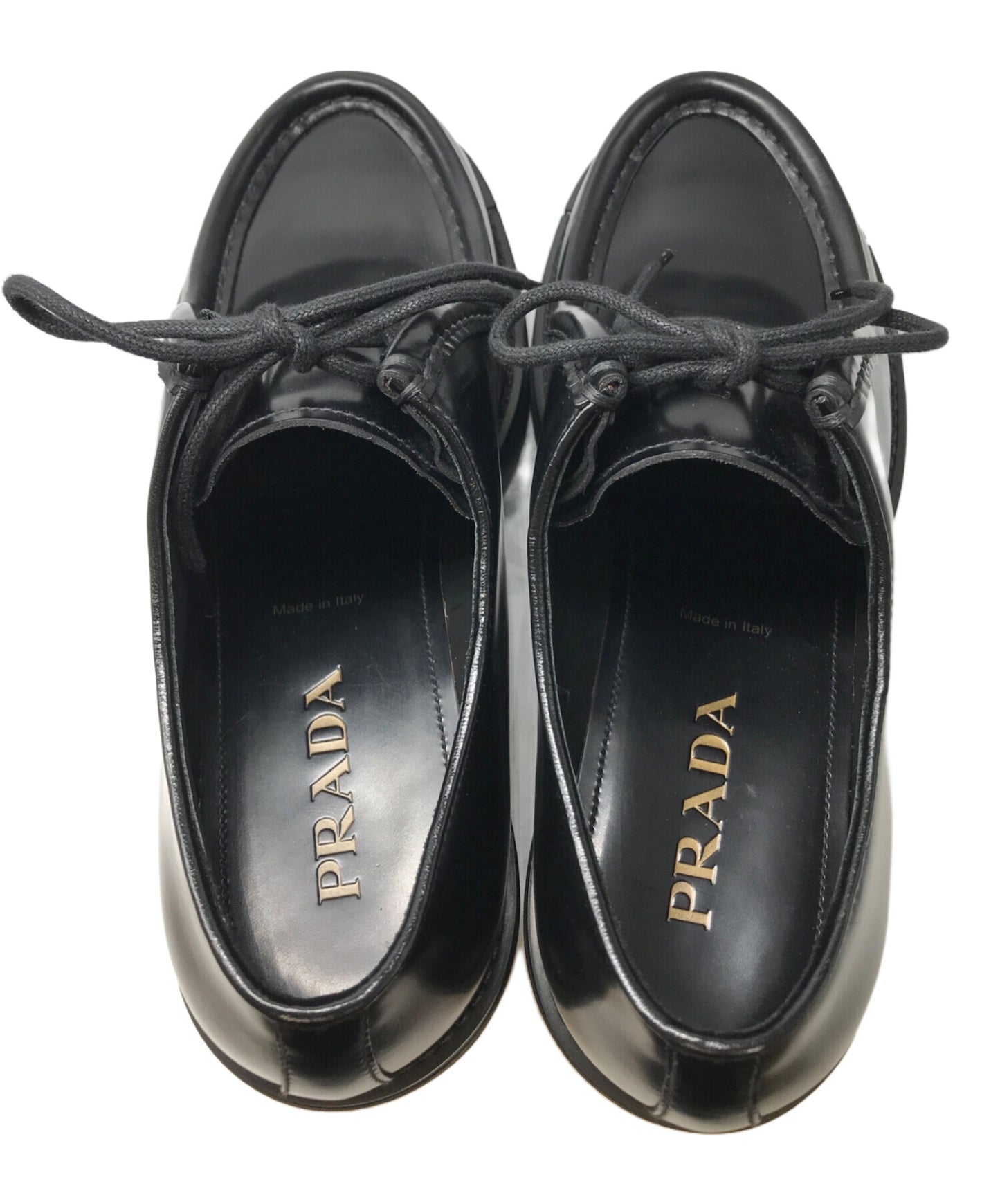 [Pre-owned] PRADA Diapason opaque brushed leather lace-up shoes 2EG419