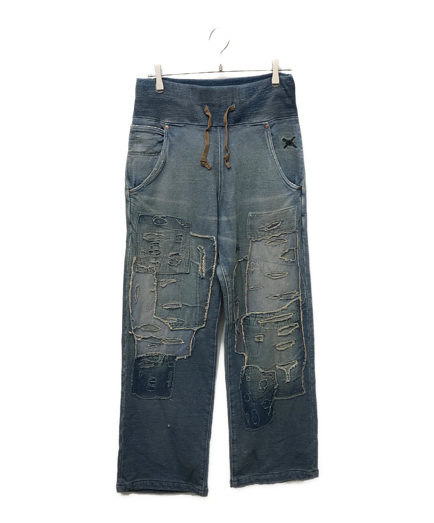 [Pre-owned] KAPITAL Ragged-finished patchwork sweatshirt denim pants