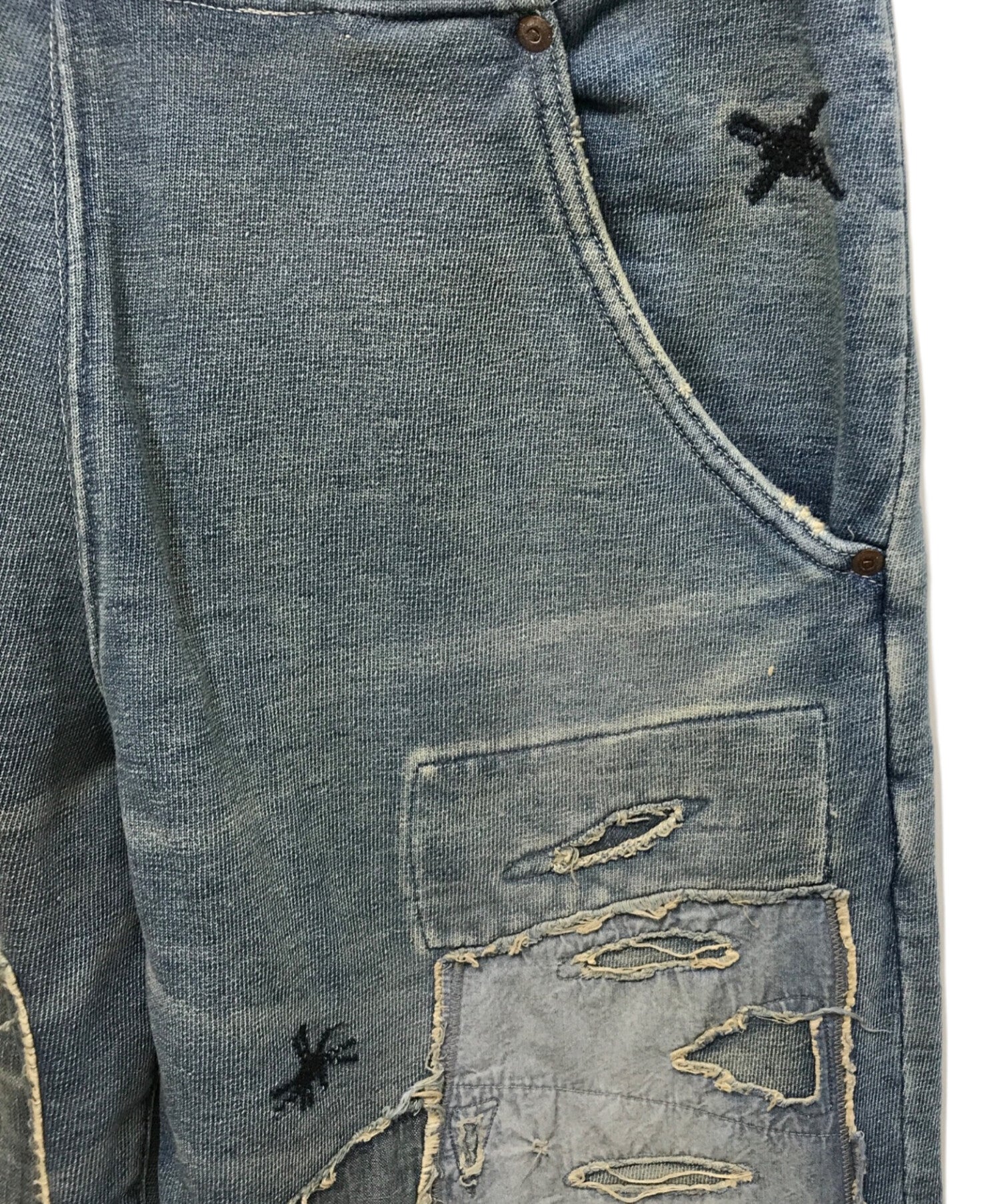 kapital 加工デニム　希少　archive Pre-owned] KAPITAL Ragged-finished patchwork sweatshirt denim