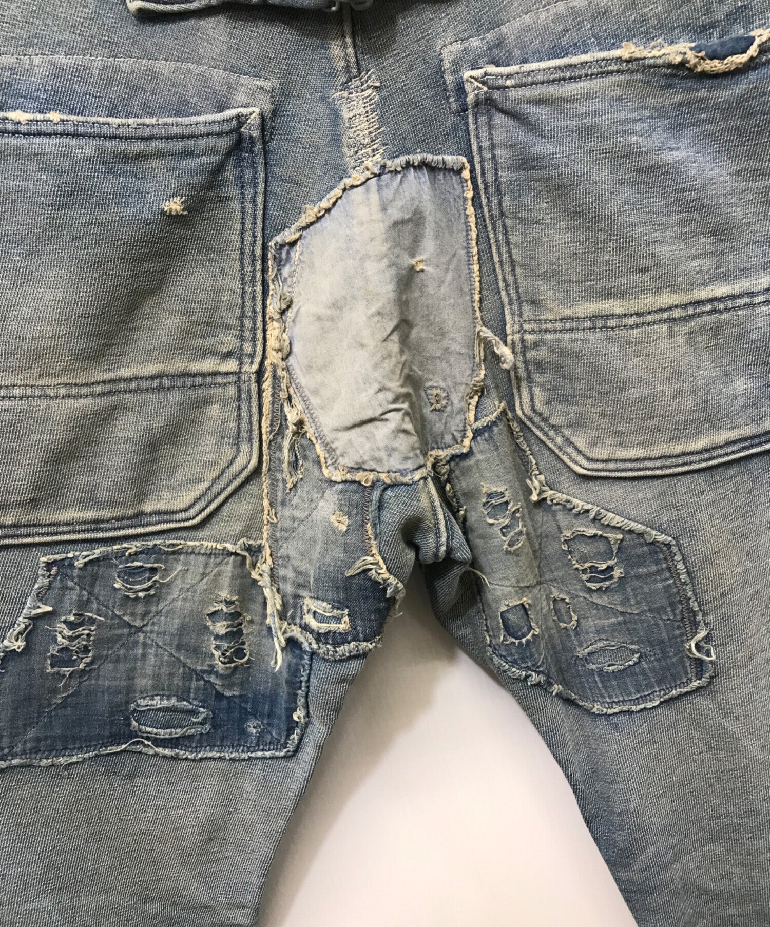Pre-owned] KAPITAL Ragged-finished patchwork sweatshirt denim