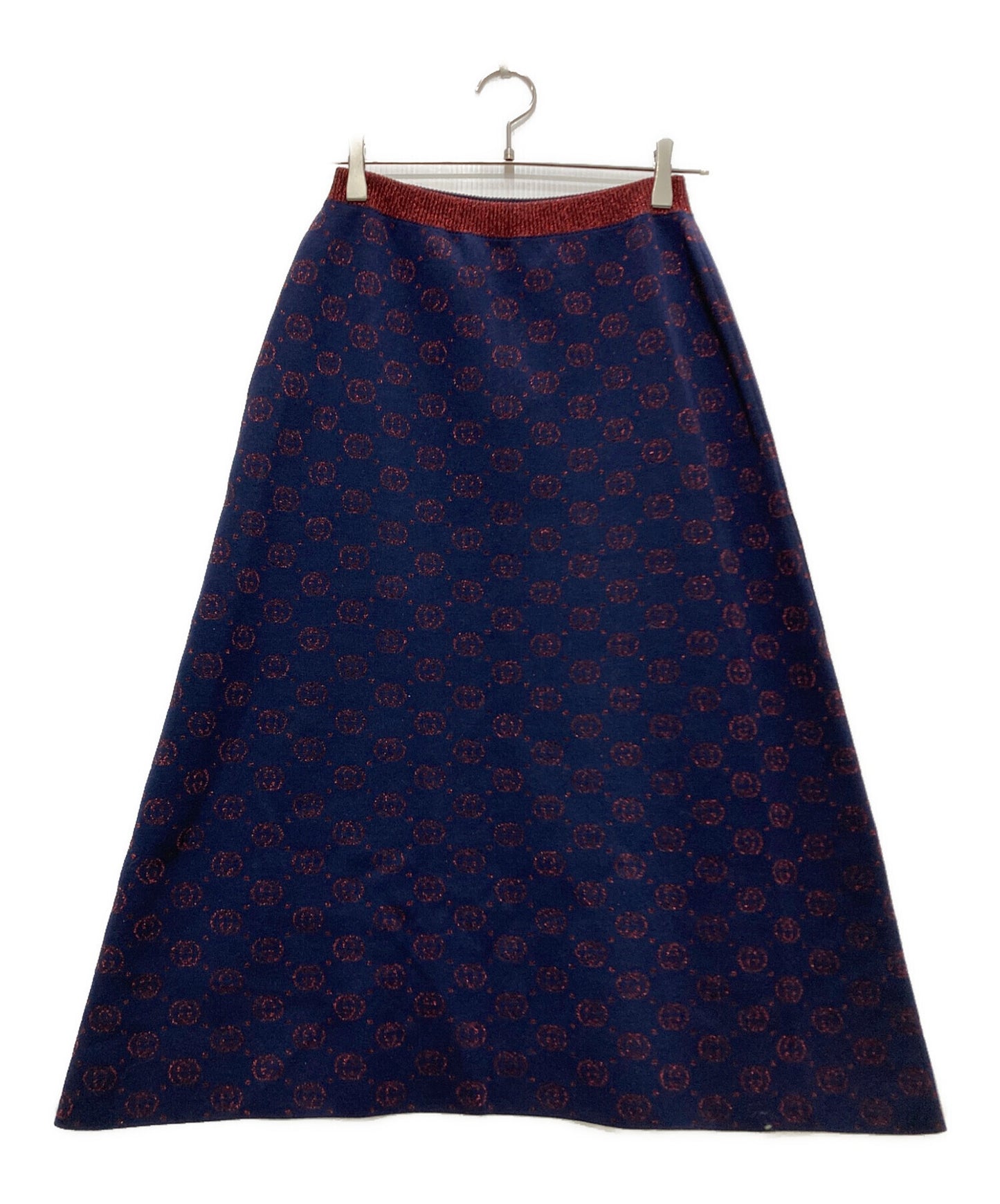 [Pre-owned] GUCCI Interlocking G lamé knit long skirt 605923 XKAHT