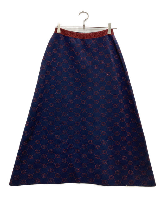 [Pre-owned] GUCCI Interlocking G lamé knit long skirt 605923 XKAHT