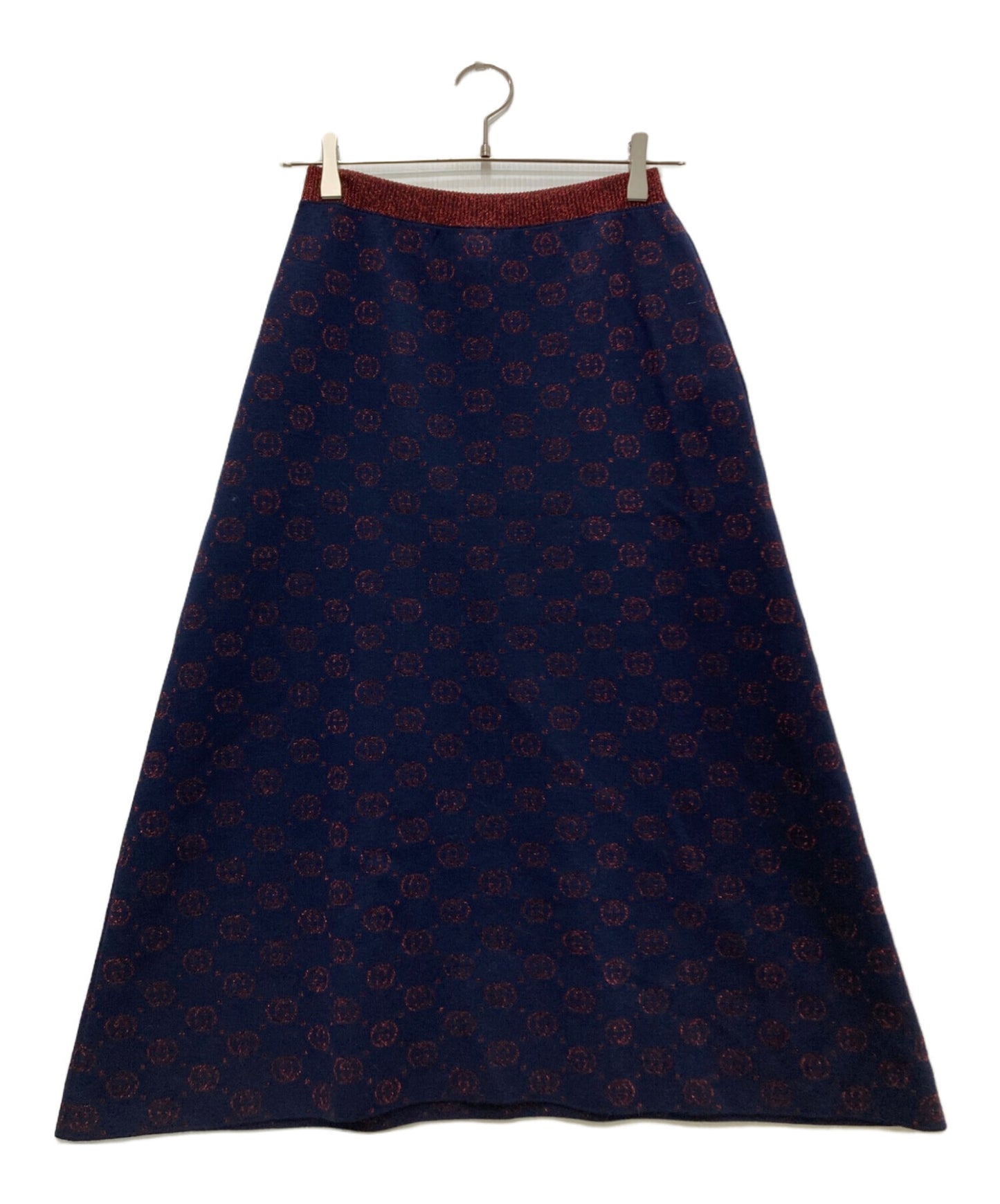[Pre-owned] GUCCI Interlocking G lamé knit long skirt 605923 XKAHT