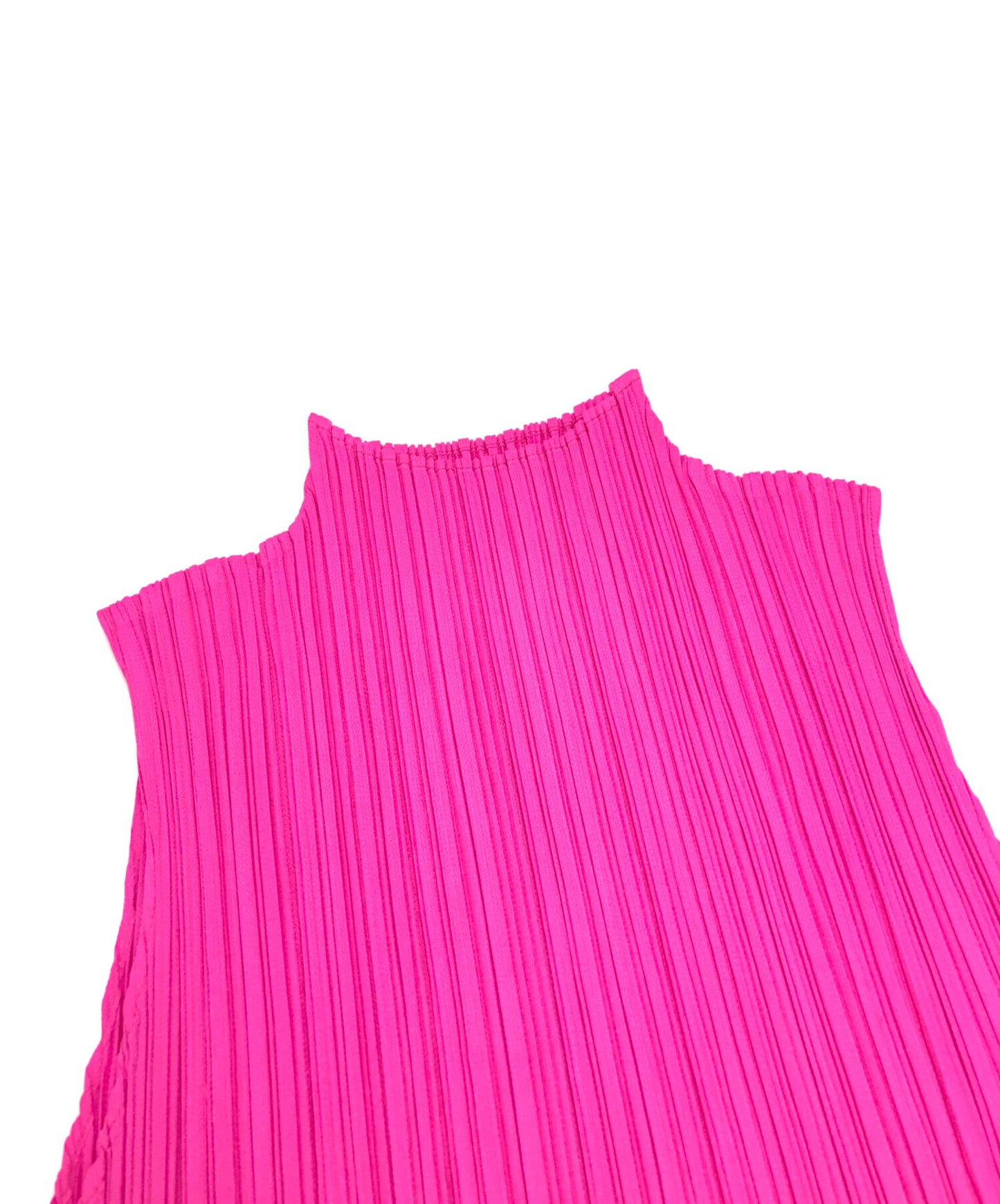 [Pre-owned] PLEATS PLEASE BEIGE TOP / Pleated Cut and Sew / Sleeveless Cut and Sew / High Neck Cut and Sew PP55-JK902