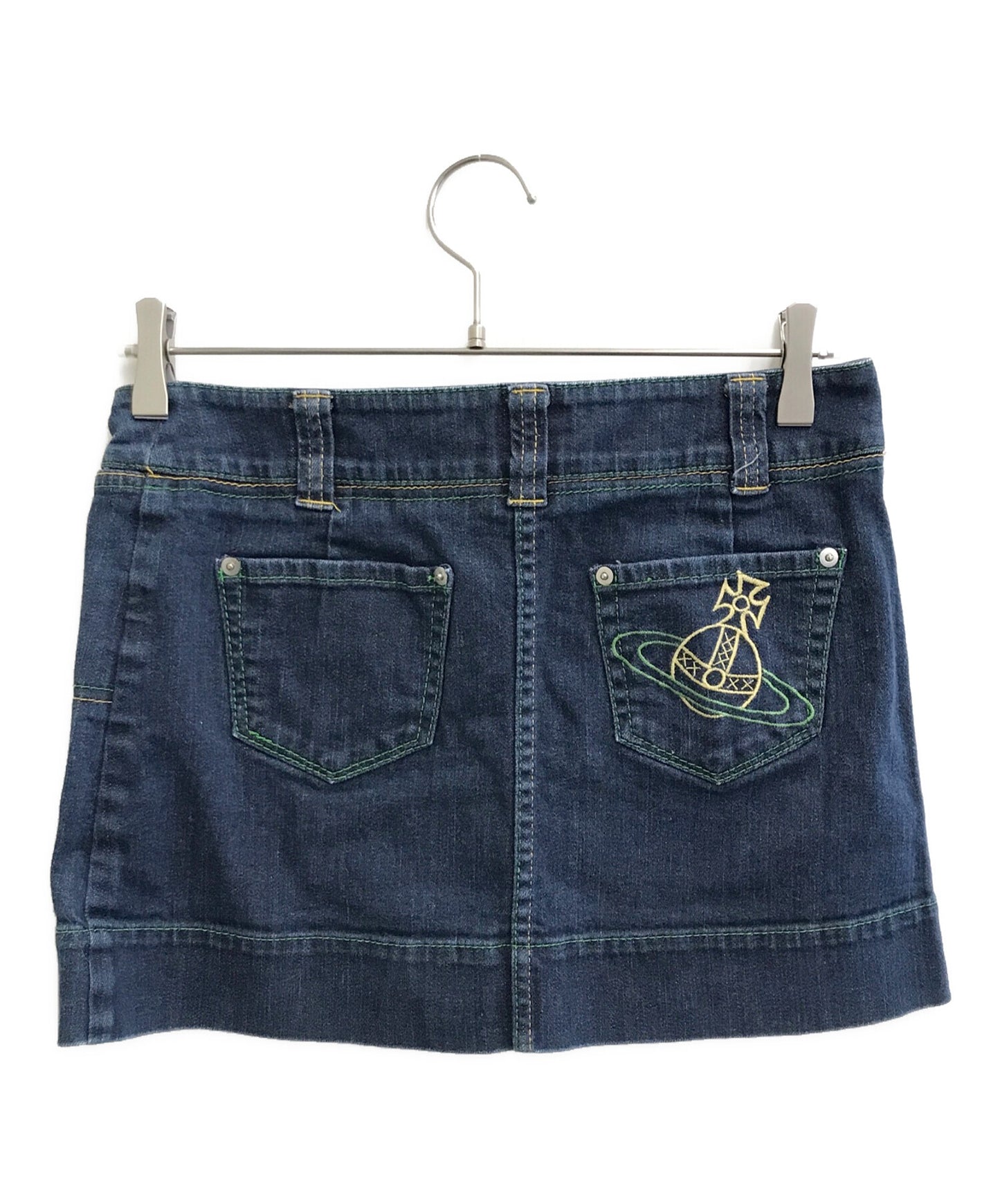 [Pre-owned] Vivienne Westwood Orb Embroidered Denim Skirt
