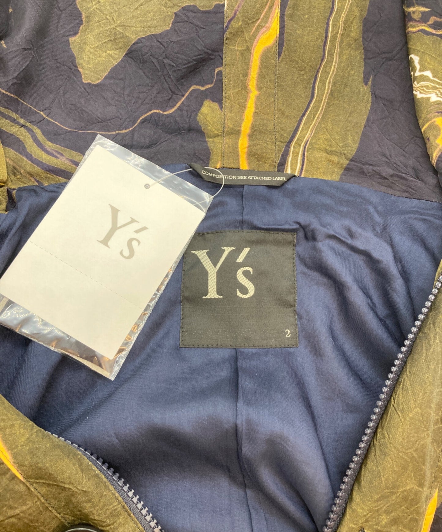 [Pre-owned] Y's Sumi-nagashi Dyed Marbled Pattern Mod Coat YN-C02-211