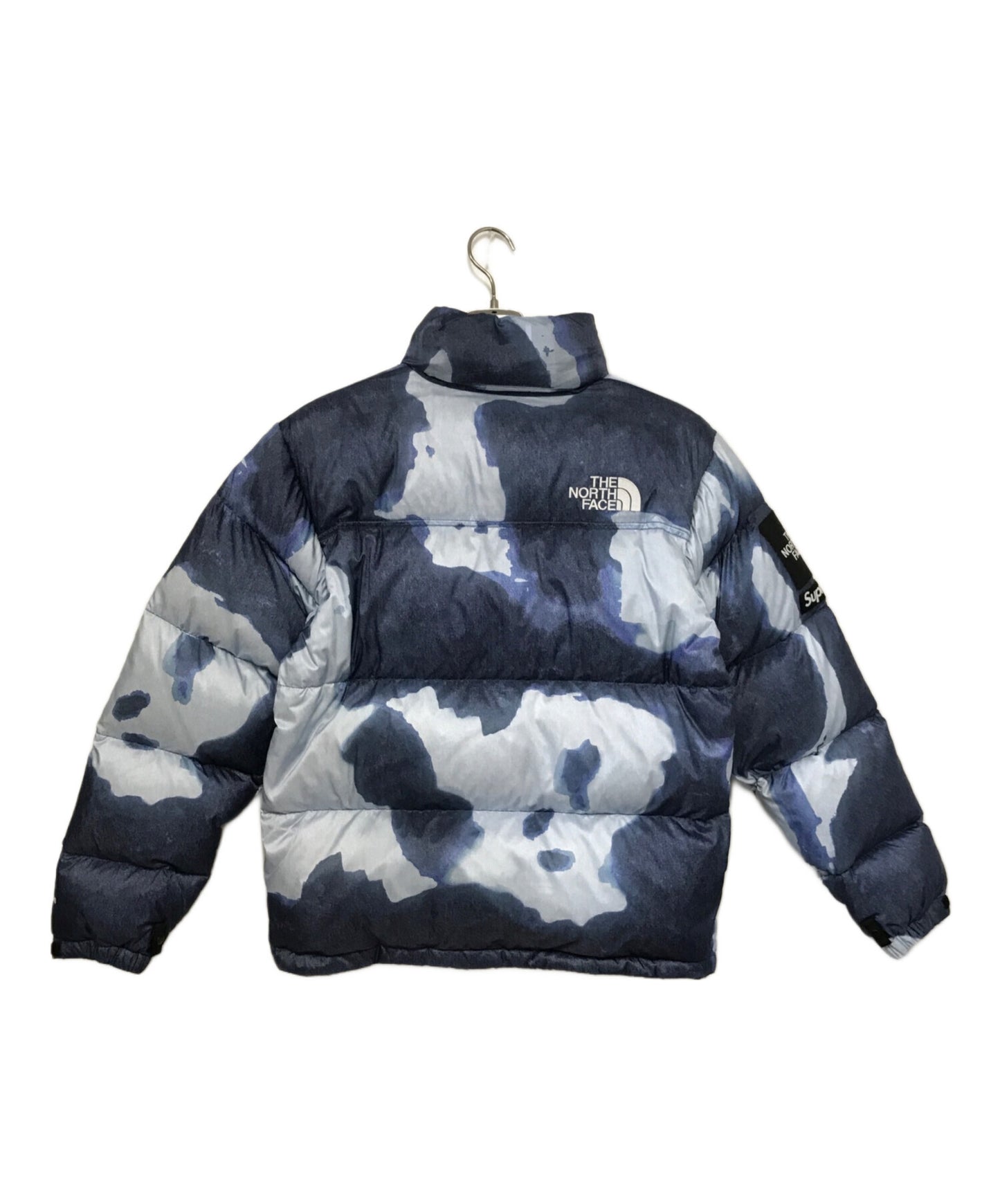 [Pre-owned] SUPREME Bleached Denim Print Nuptse Jacket ND52100I
