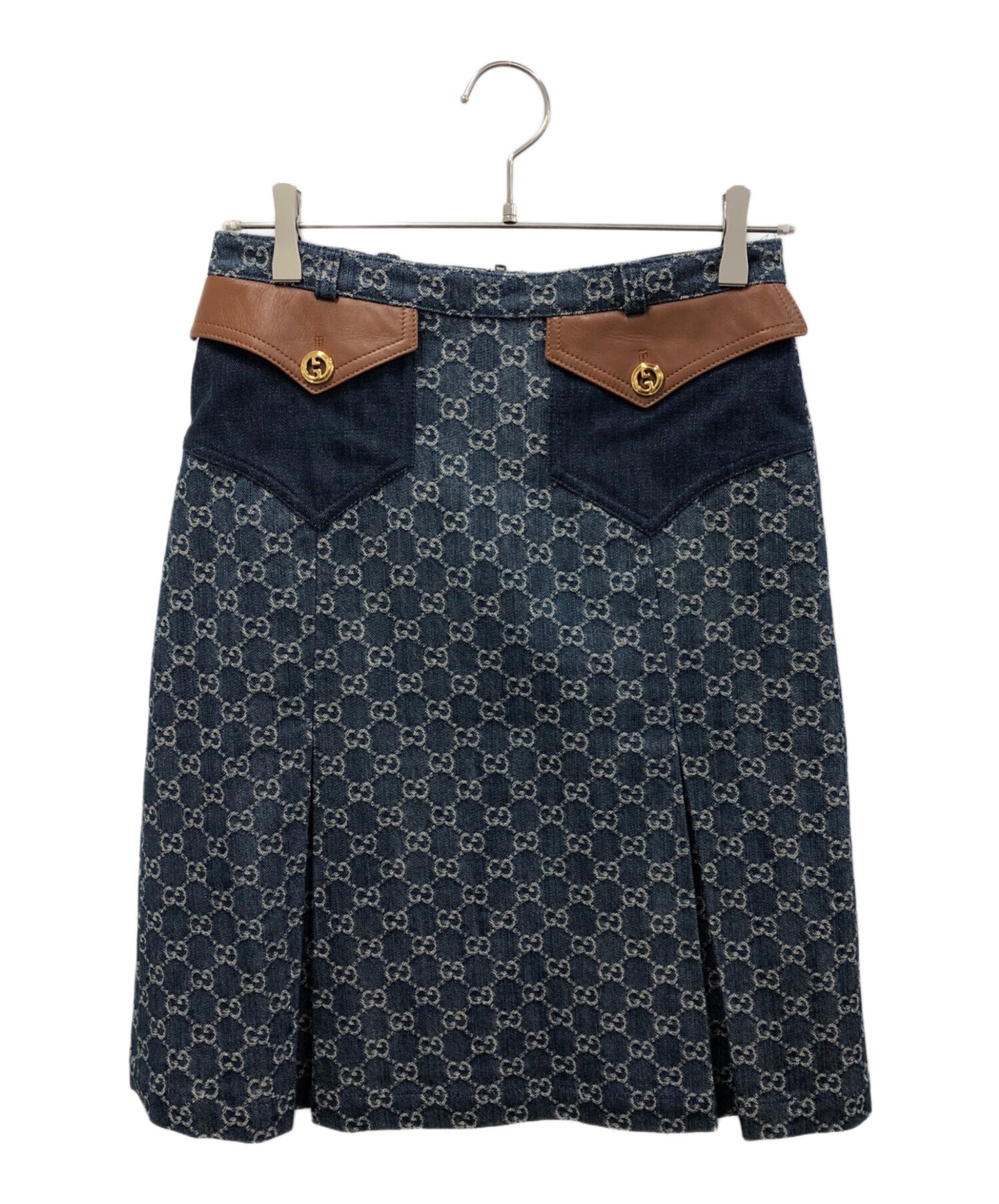 [Pre-owned] GUCCI GG Washed Organic Denim Skirt 651415XDBLL