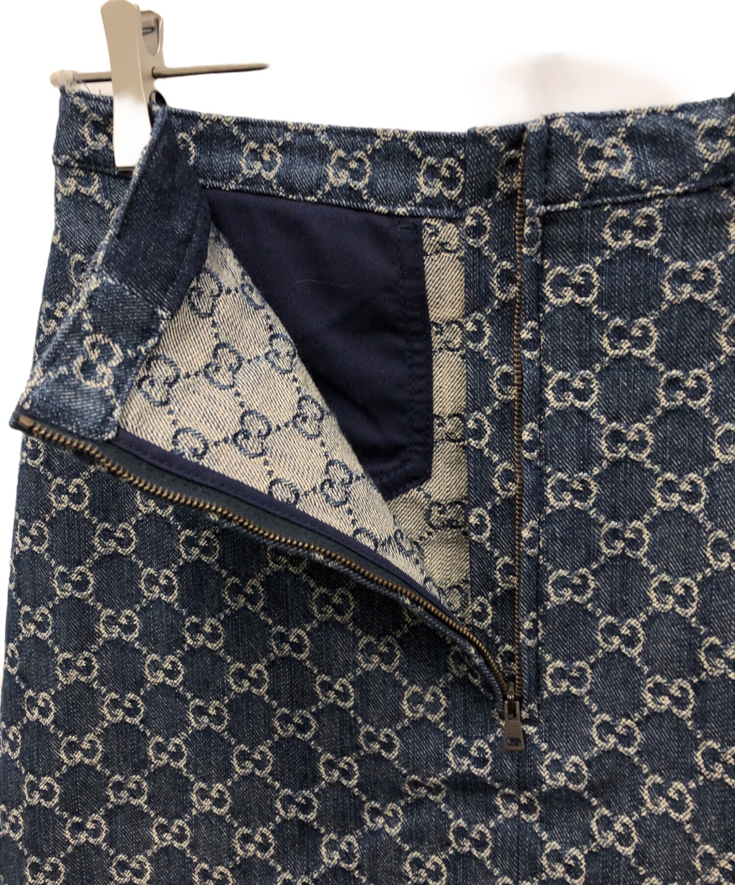[Pre-owned] GUCCI GG Washed Organic Denim Skirt 651415XDBLL