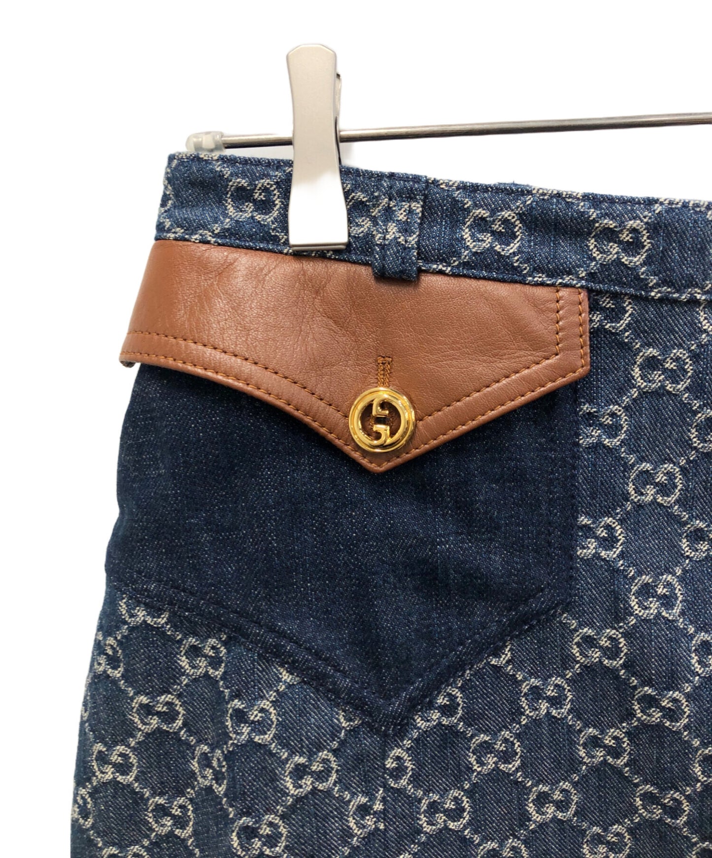 [Pre-owned] GUCCI GG Washed Organic Denim Skirt 651415XDBLL